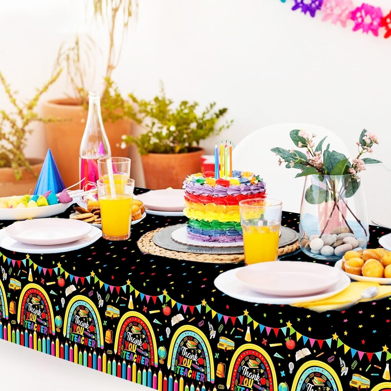 YVAINE 3 Piece Teachers Appreciation Tablecloths