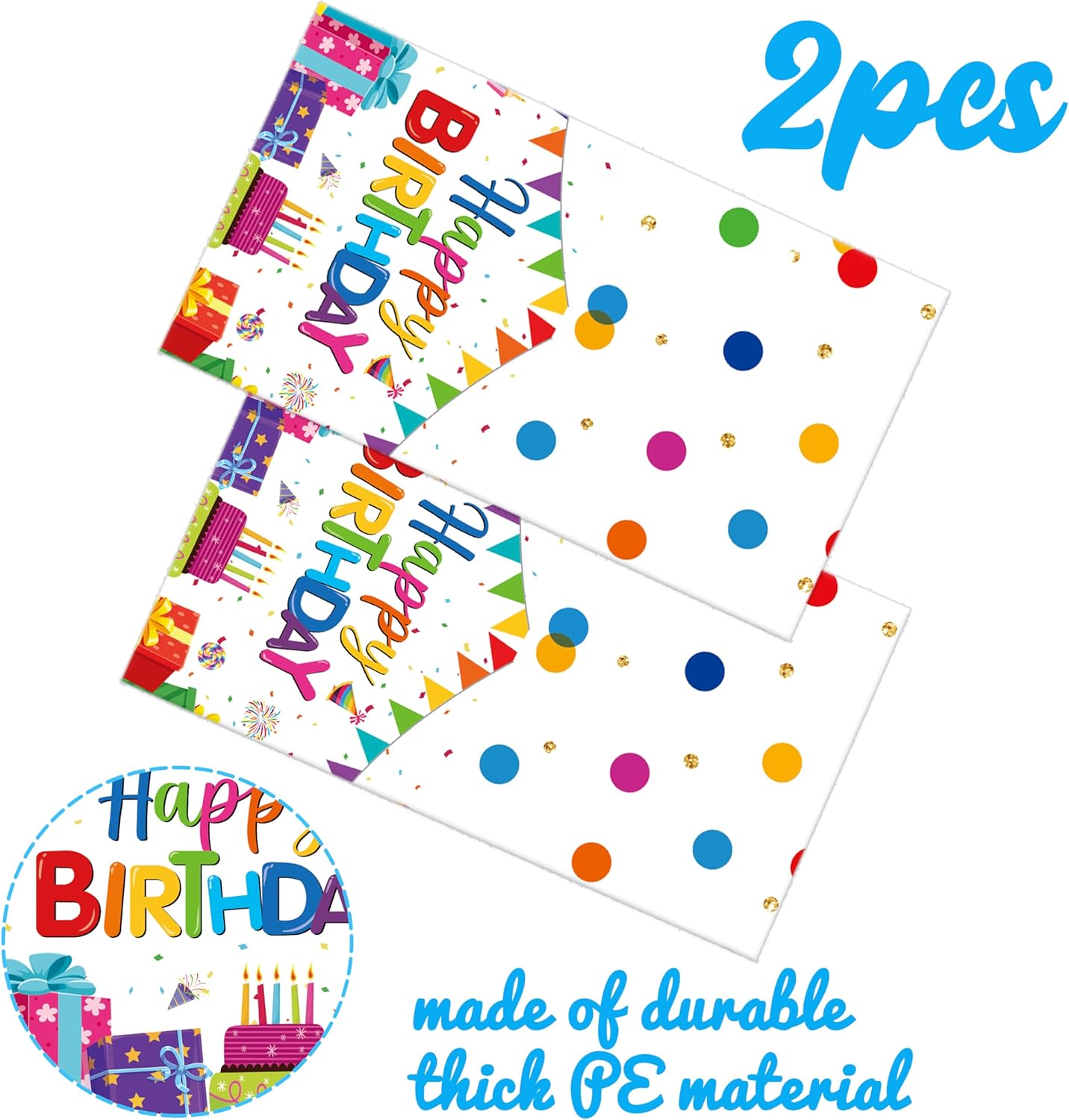 CL Cooper Life Happy Birthday Tablecloths 2Pcs Rainbow Decorations