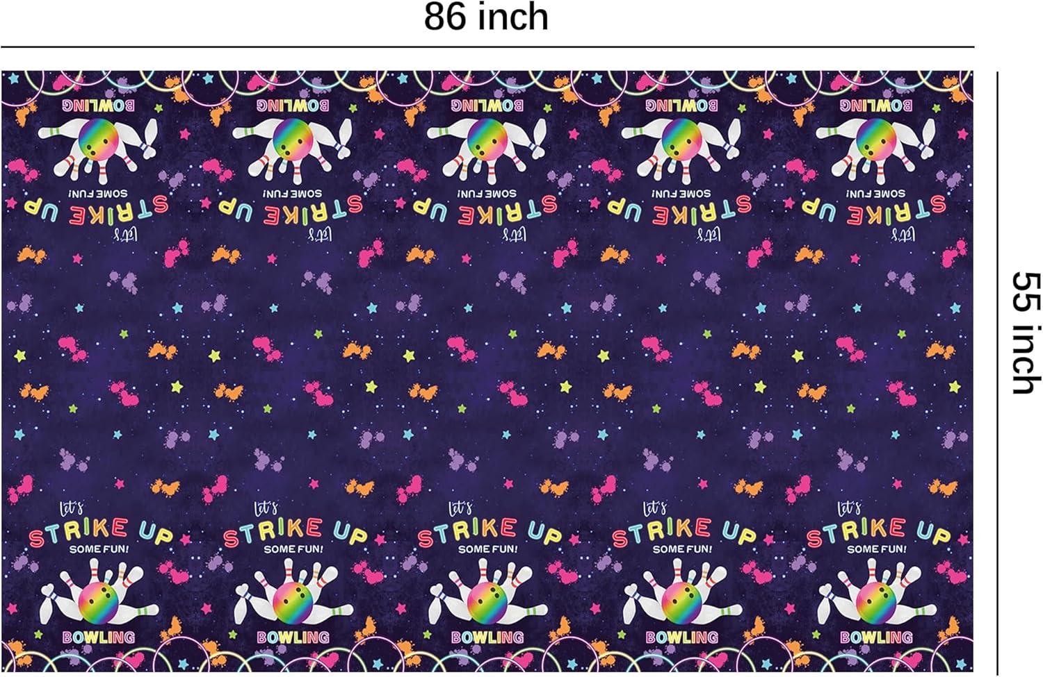 Bowling Party Tablecloth 3 Pack 86x55 Inches