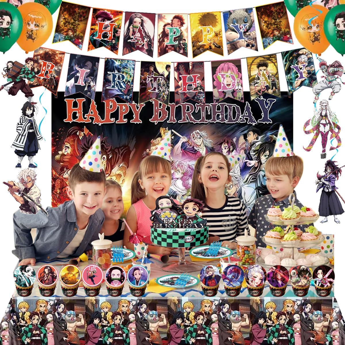 Demon Themed Birthday Party Supplies 132Pcs Set