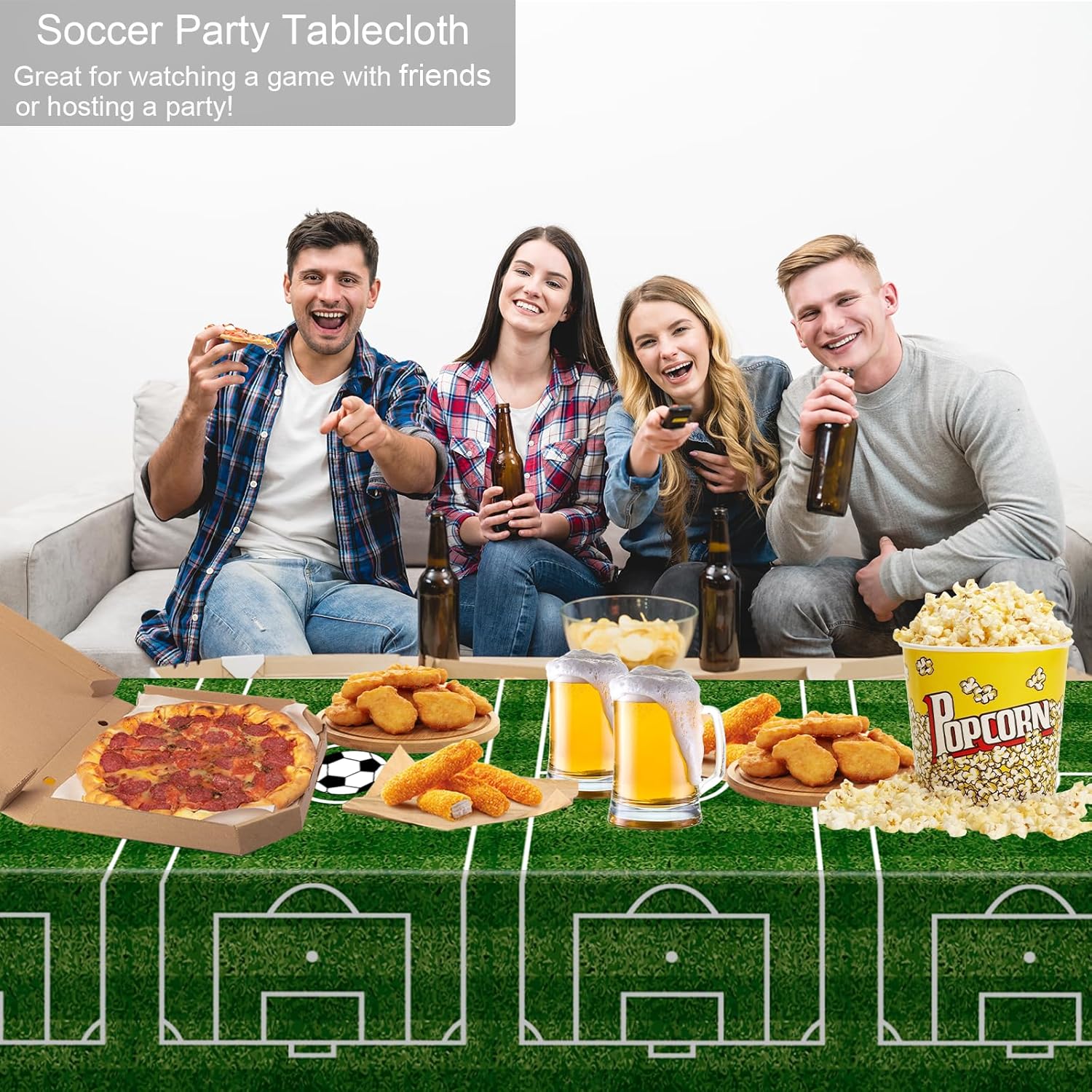 2 Pack Soccer Themed Tablecloths 54x108 In