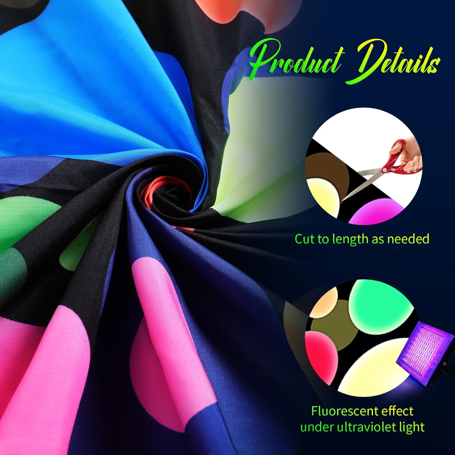 Haull 108 x 54 Inches Neon Tablecloth Glow in the Dark Backdrop