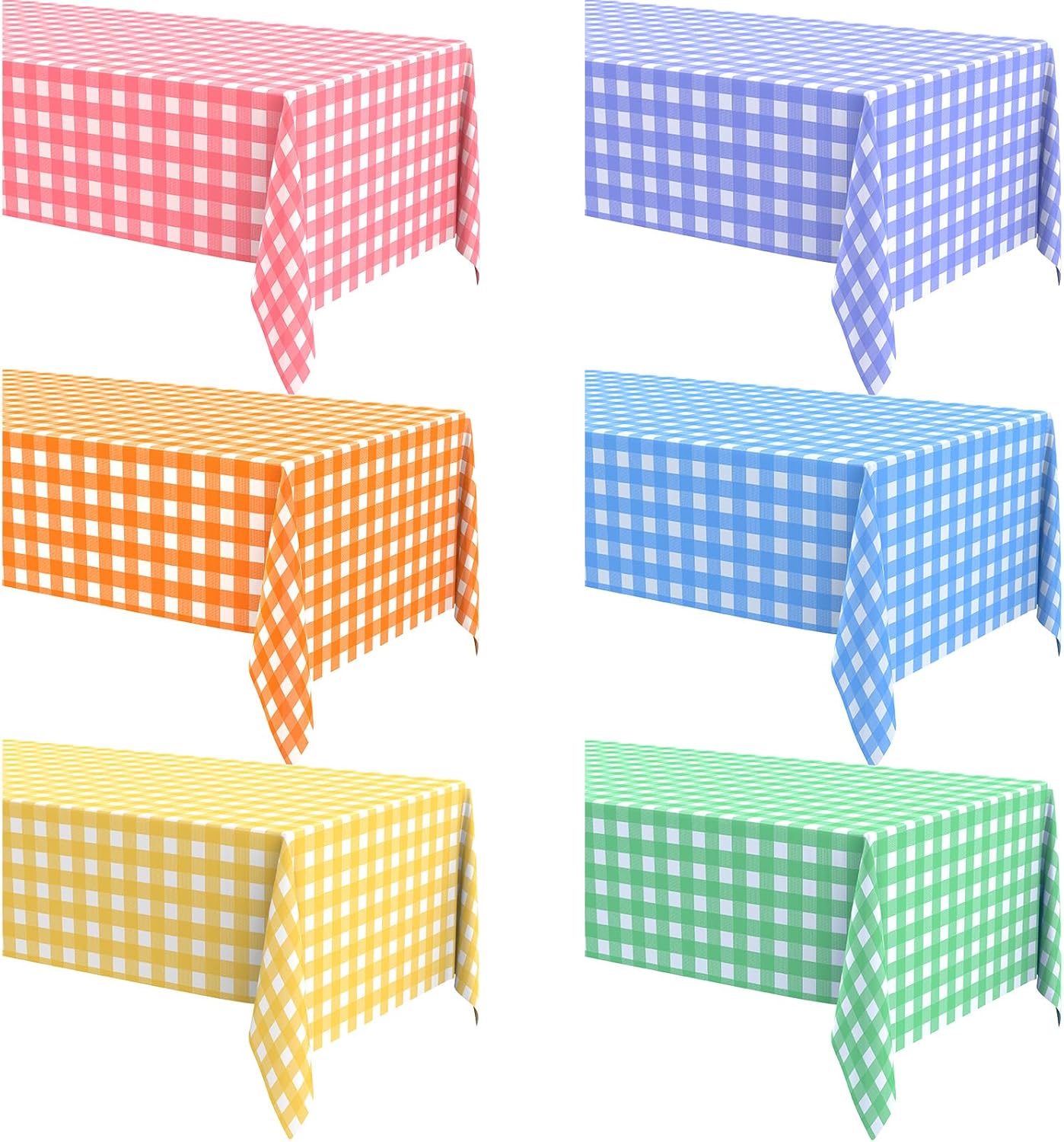 6 Pcs Disposable Plaid Tablecloth for Picnic and Events