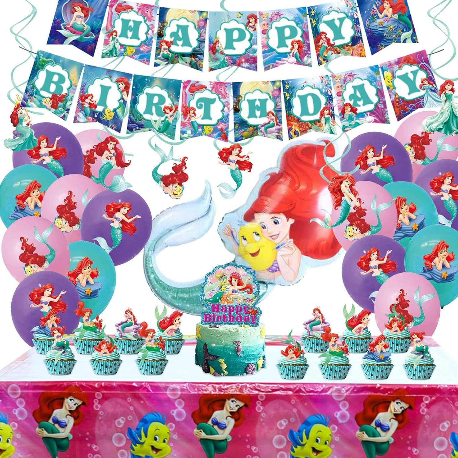 Ariel Birthday Party Decorations Set for Girls