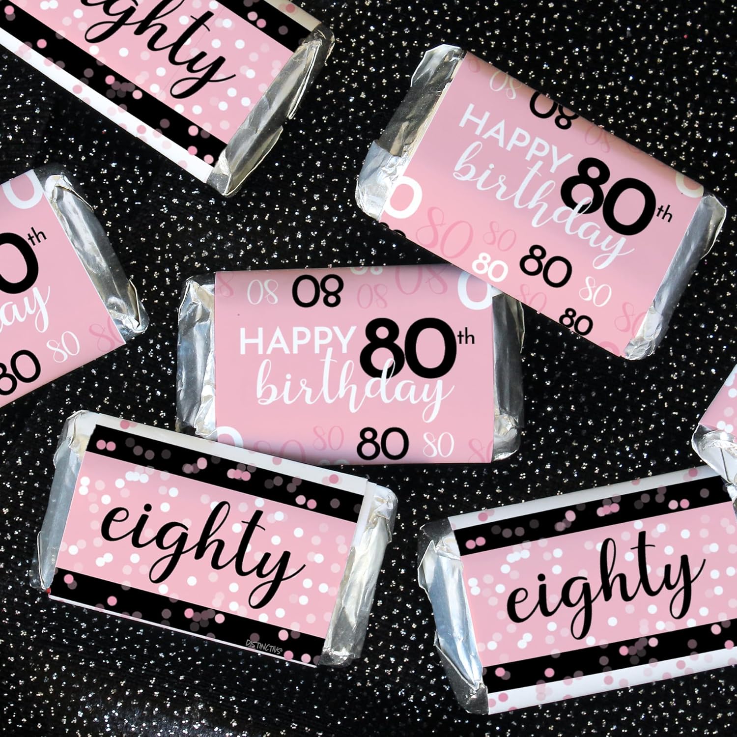 Distinctivs 80th Birthday Candy Bar Wrappers 42 Count