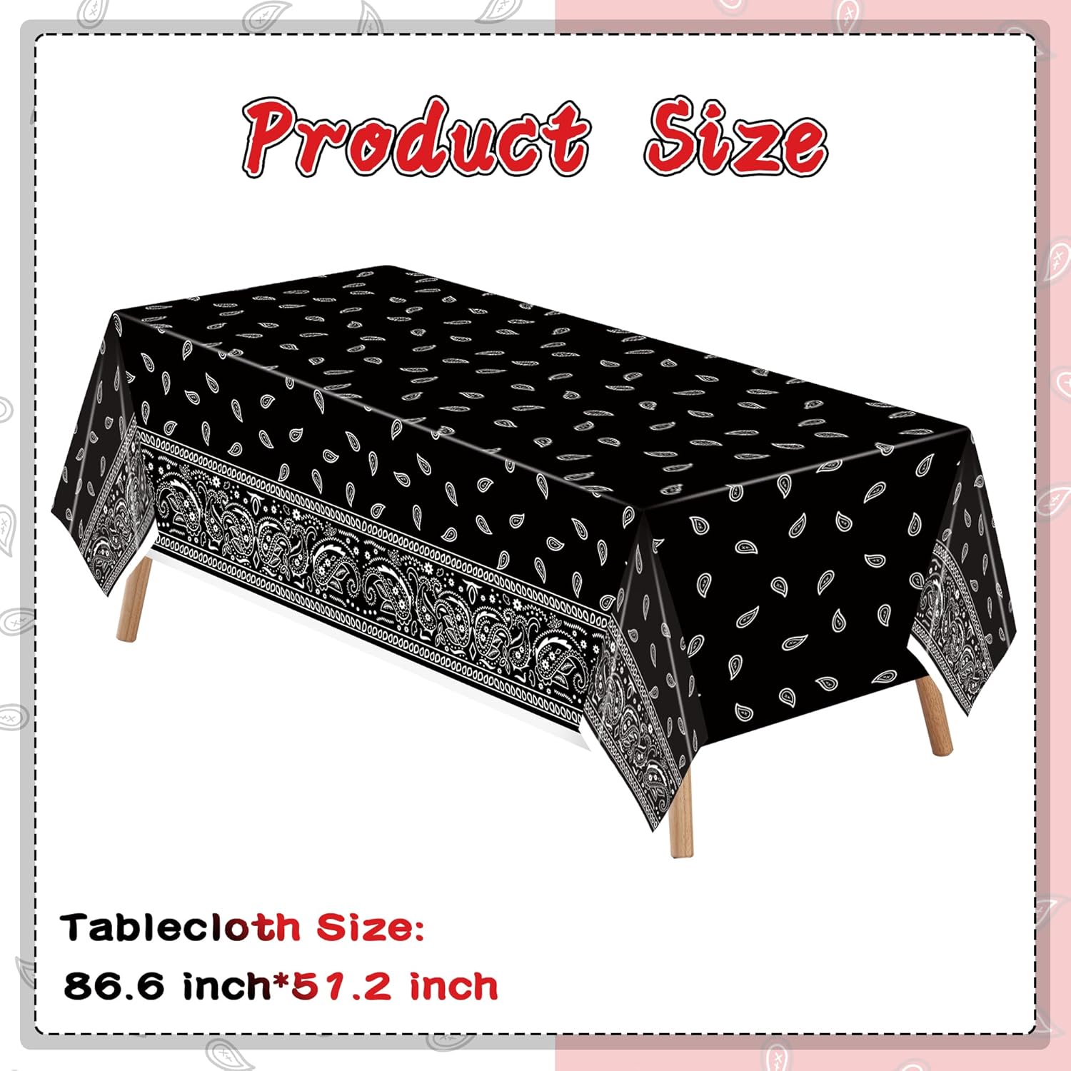 K1tpde 3PCS Bandana Tablecloths Cholo Gangsta Theme Waterproof Plastic Table Covers for Western Party