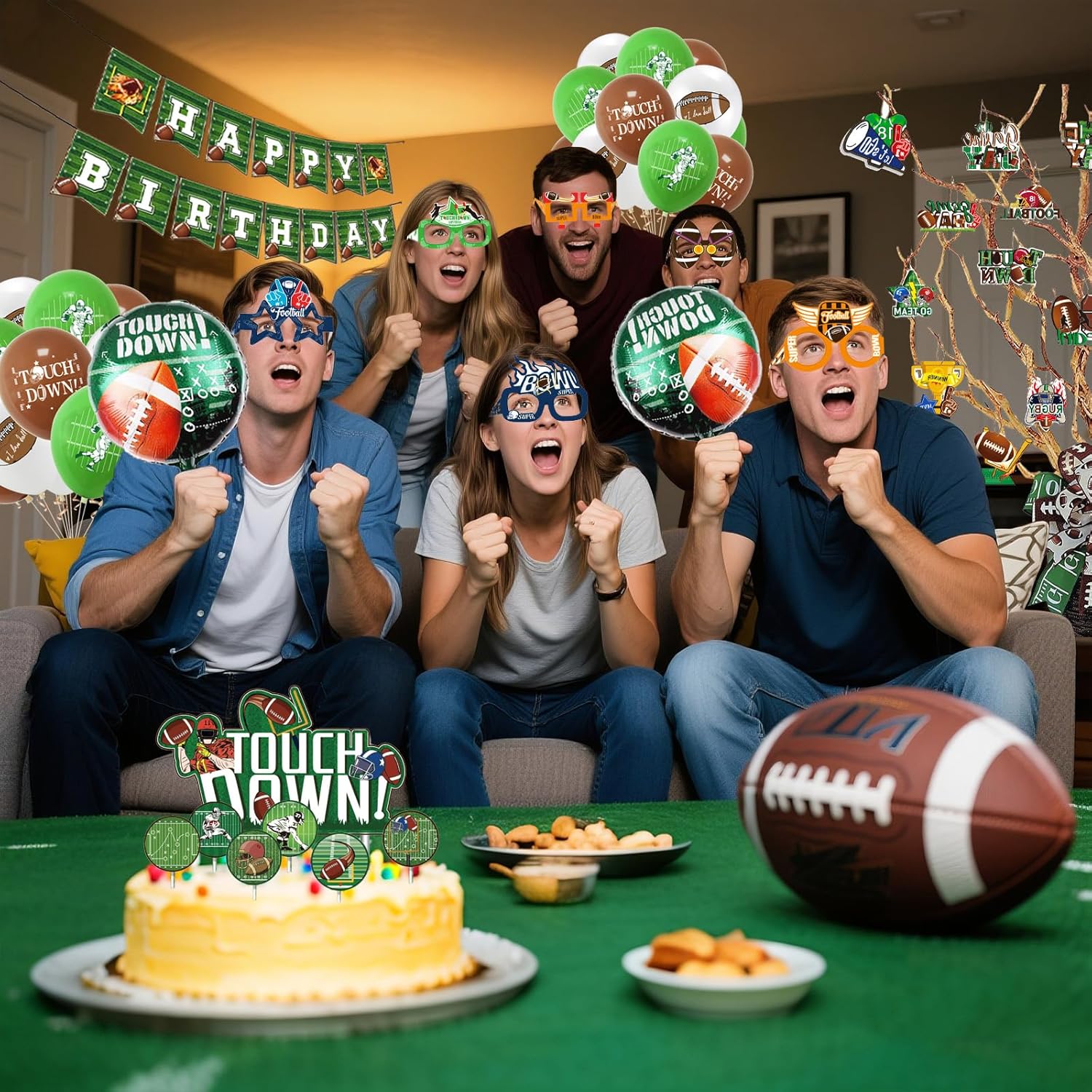 120-Piece Football Birthday Party Decorations Set
