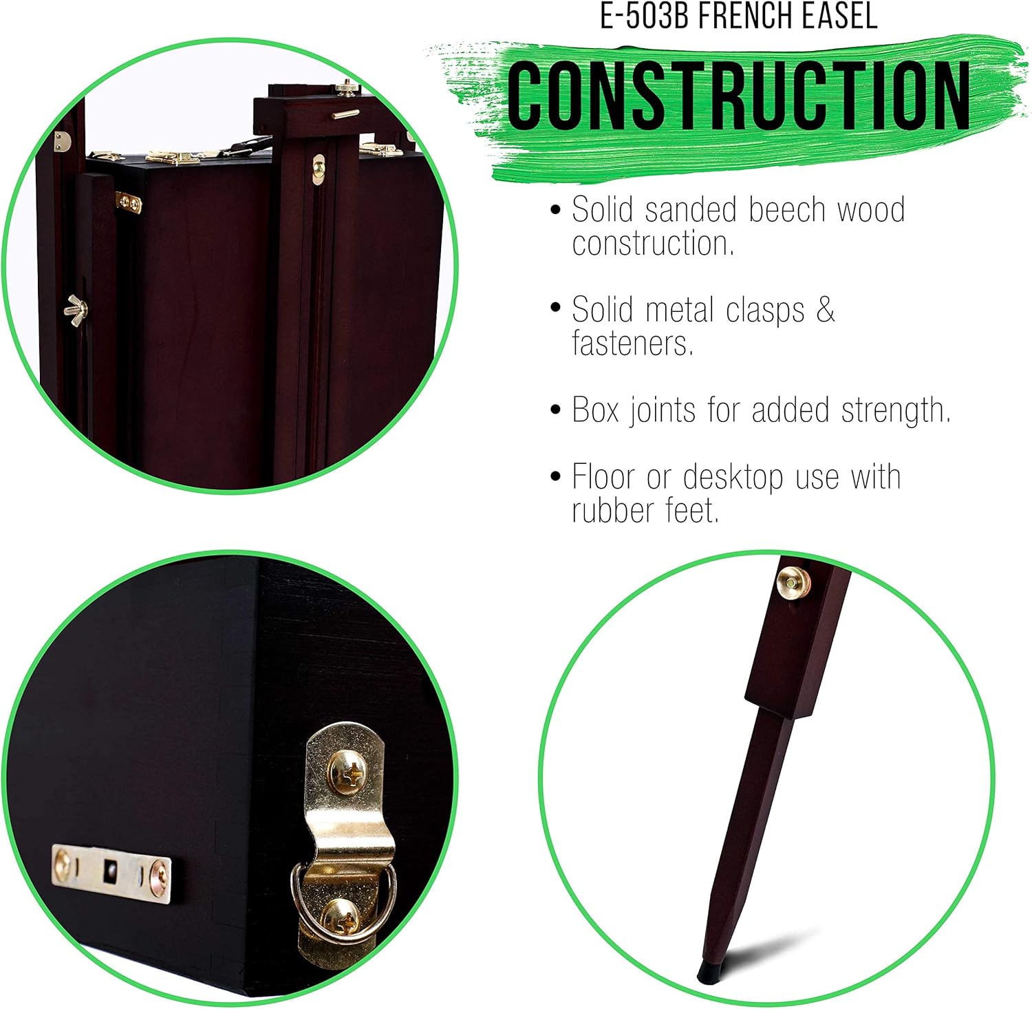 US Art Supply Large Black Cherry French Easel with Drawer and Palette