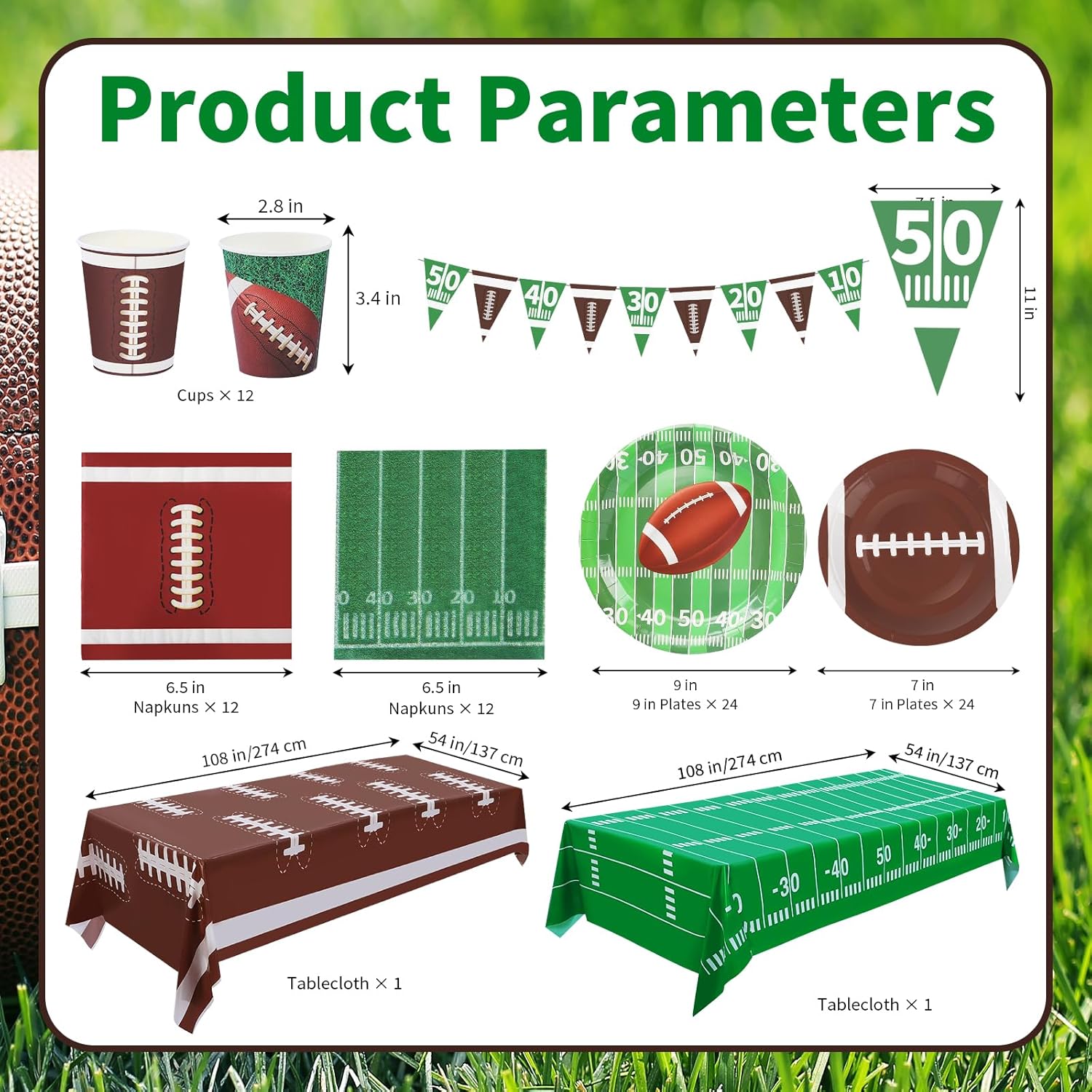99 Pcs Football Party Supplies Kit for 24 Guests