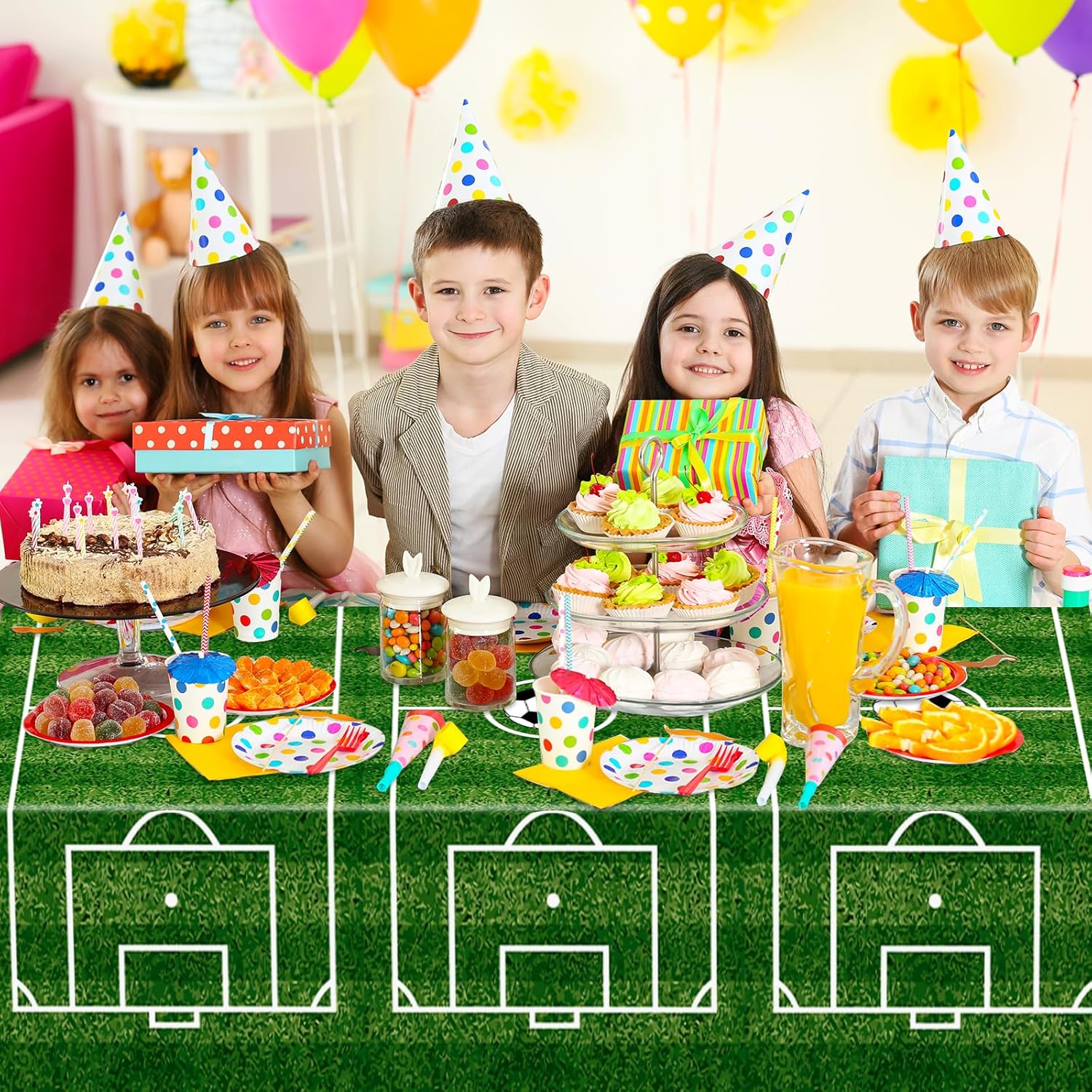 2 Pack Soccer Themed Tablecloths 54x108 In