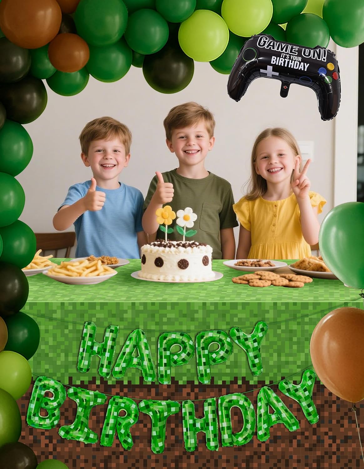 148Pcs Pixel Miner Game Themed Party Decor Kit
