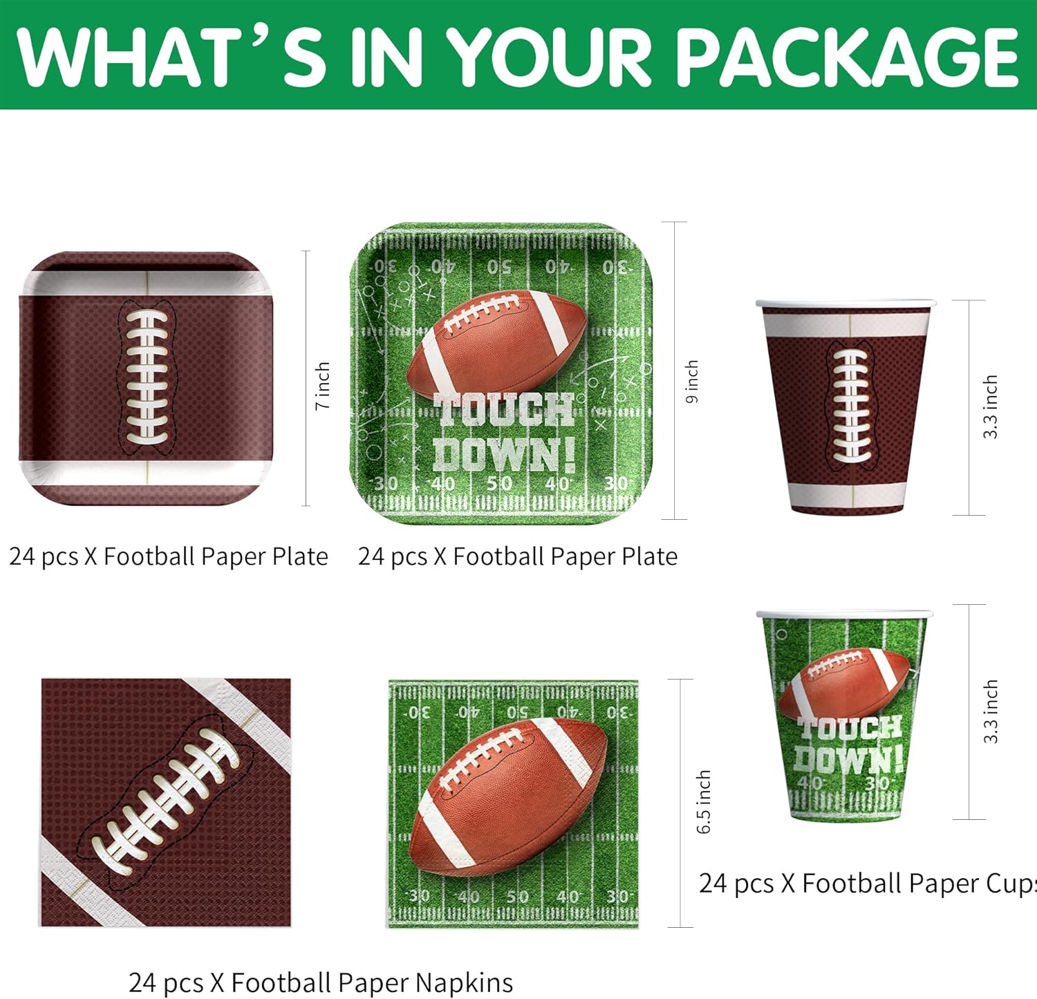 Aribra Football Party Decorations Set for 24 Guests