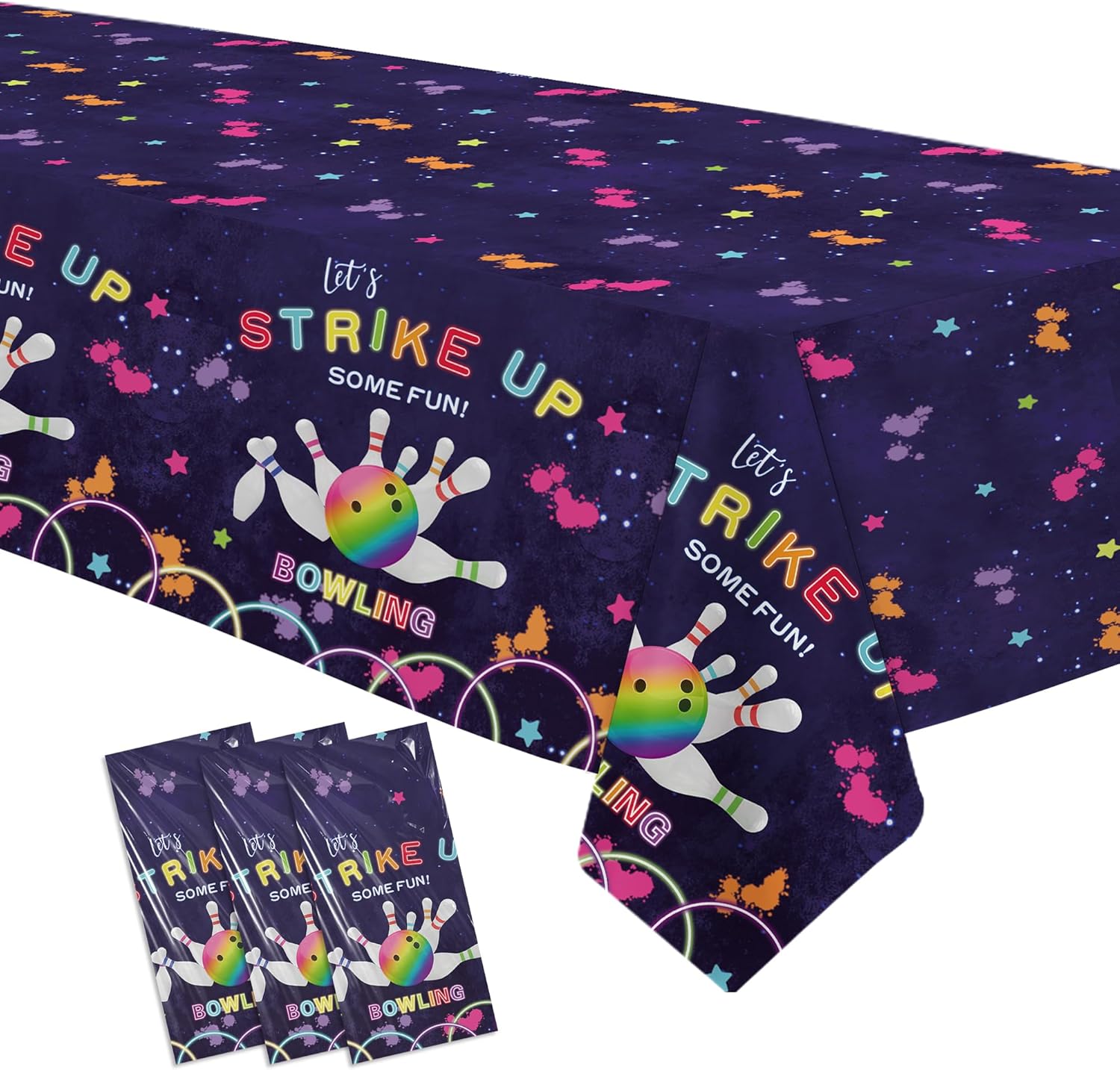 Bowling Party Tablecloth 3 Pack 86x55 Inches