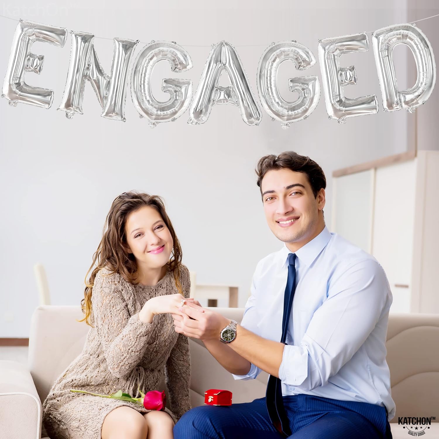 KatchOn Silver Foil Engagement Balloons 16 Inch