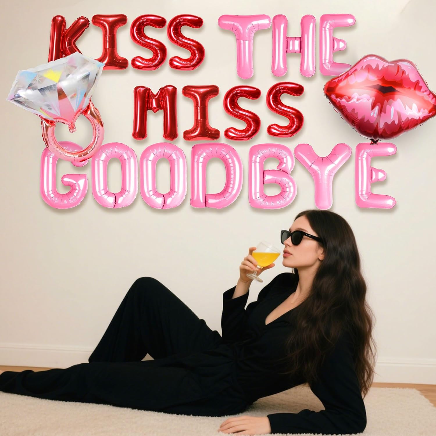 Kiss The Miss Goodbye Balloon Banner Bachelorette Decor
