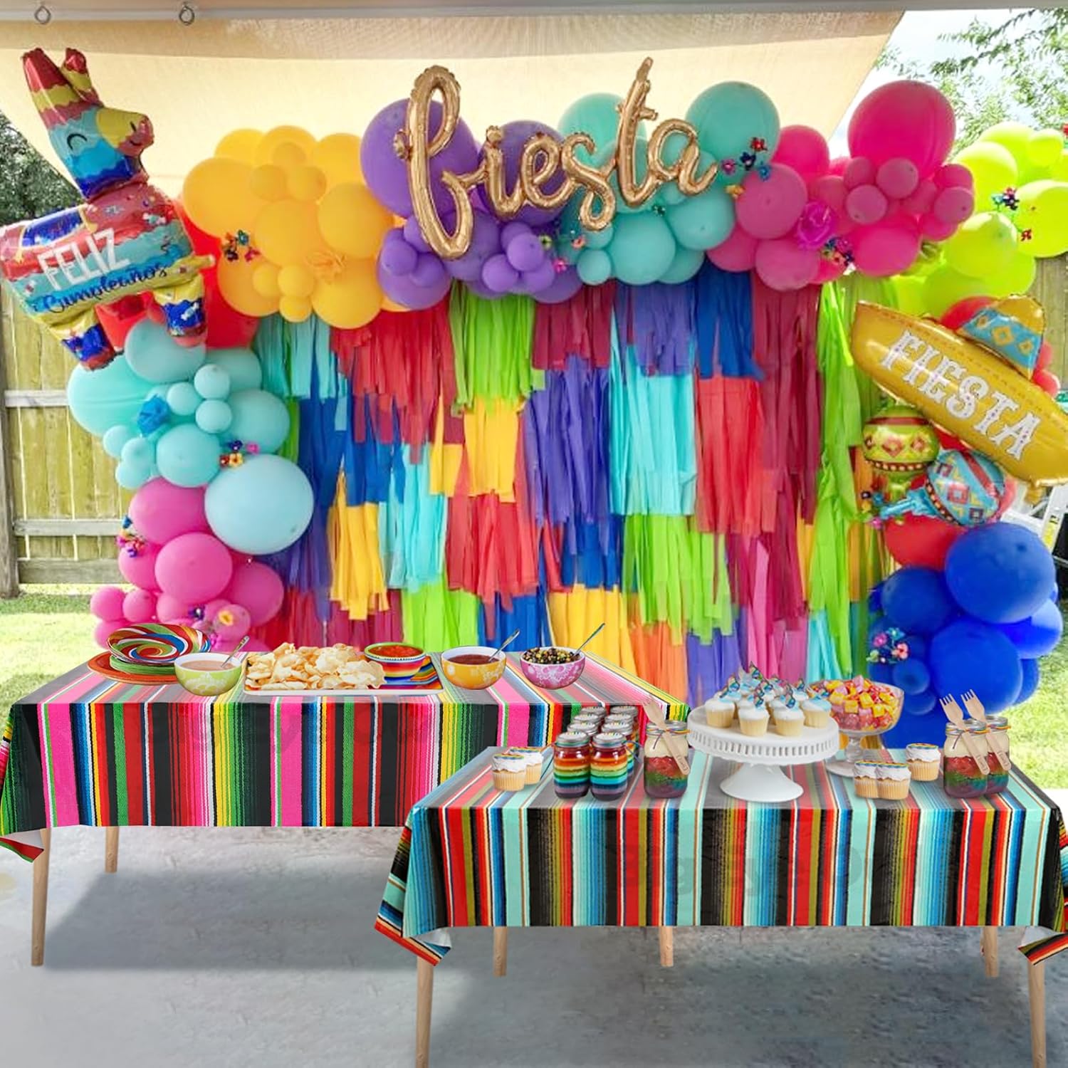 2 Pcs Mexican Fiesta Tablecloth Birthday Party Decorations