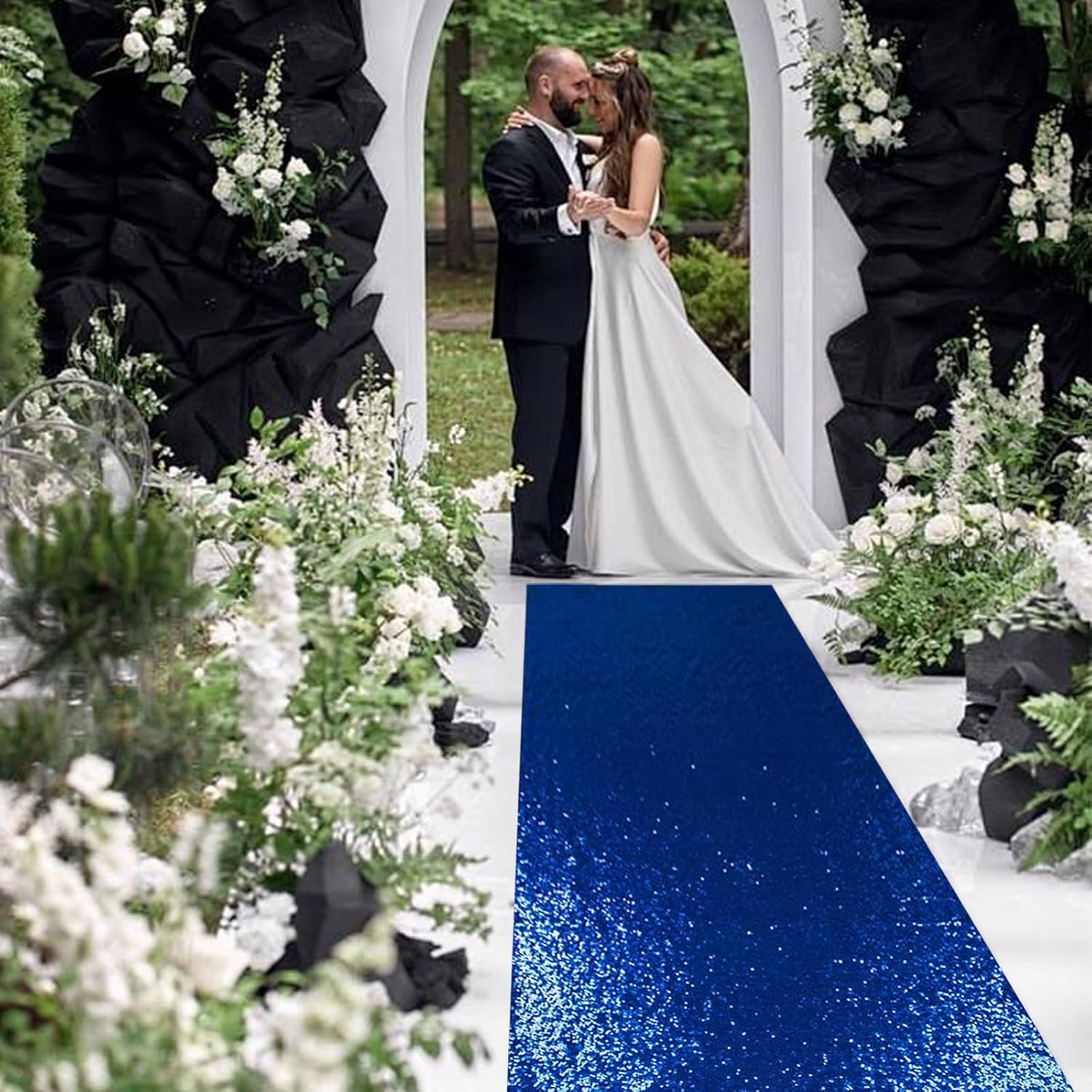 PartyDelight Sequin Aisle Runner Navy Blue 2ft x 15ft