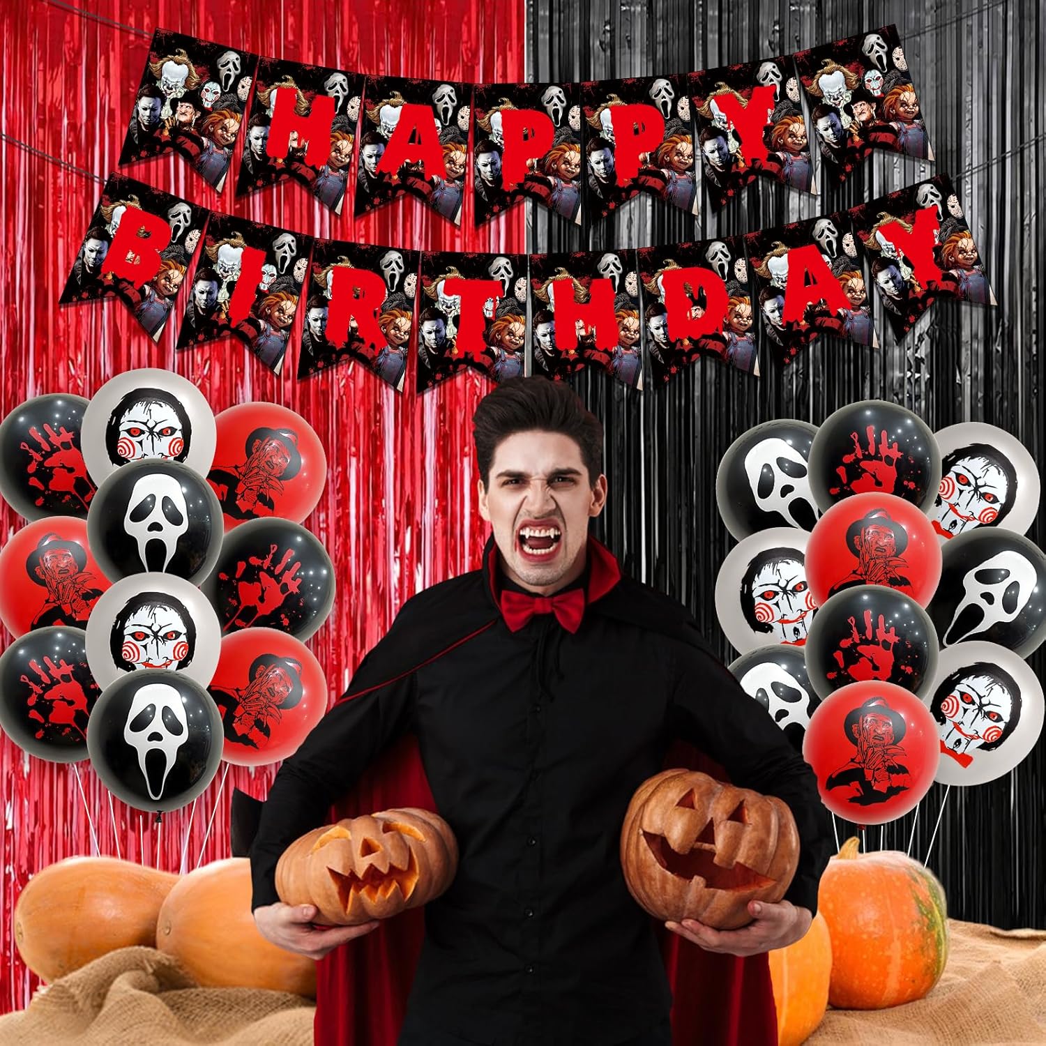 164 Pcs Horror Birthday Party Decorations Set