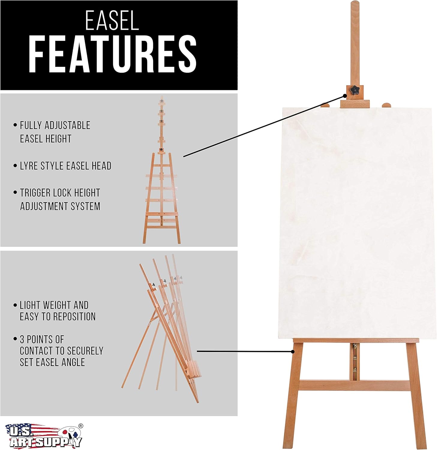 U S Art Supply 89 Inch Adjustable A Frame Easel