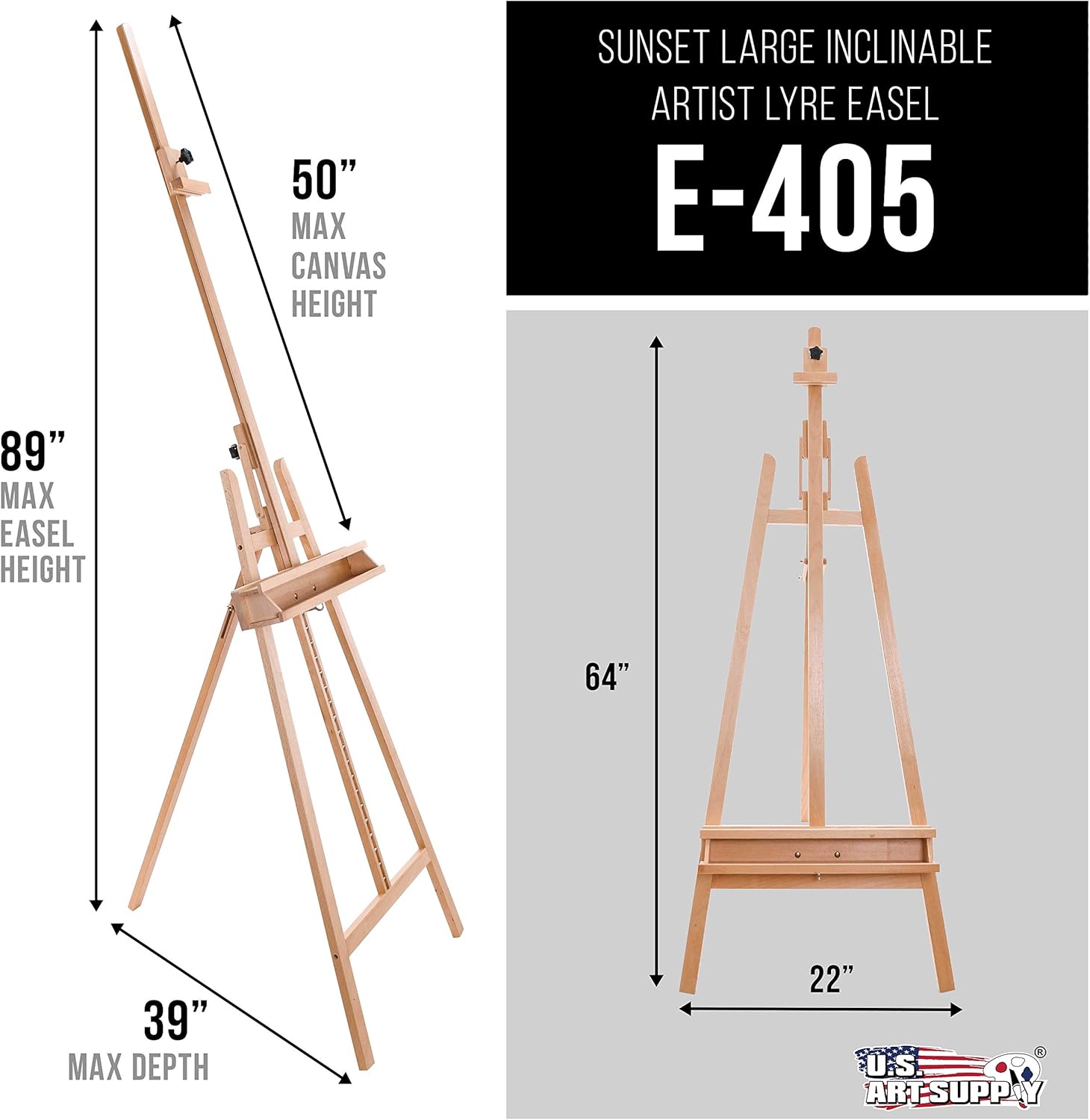 US Art Supply 64 to 89 Inch Sunset Medium A-Frame Easel
