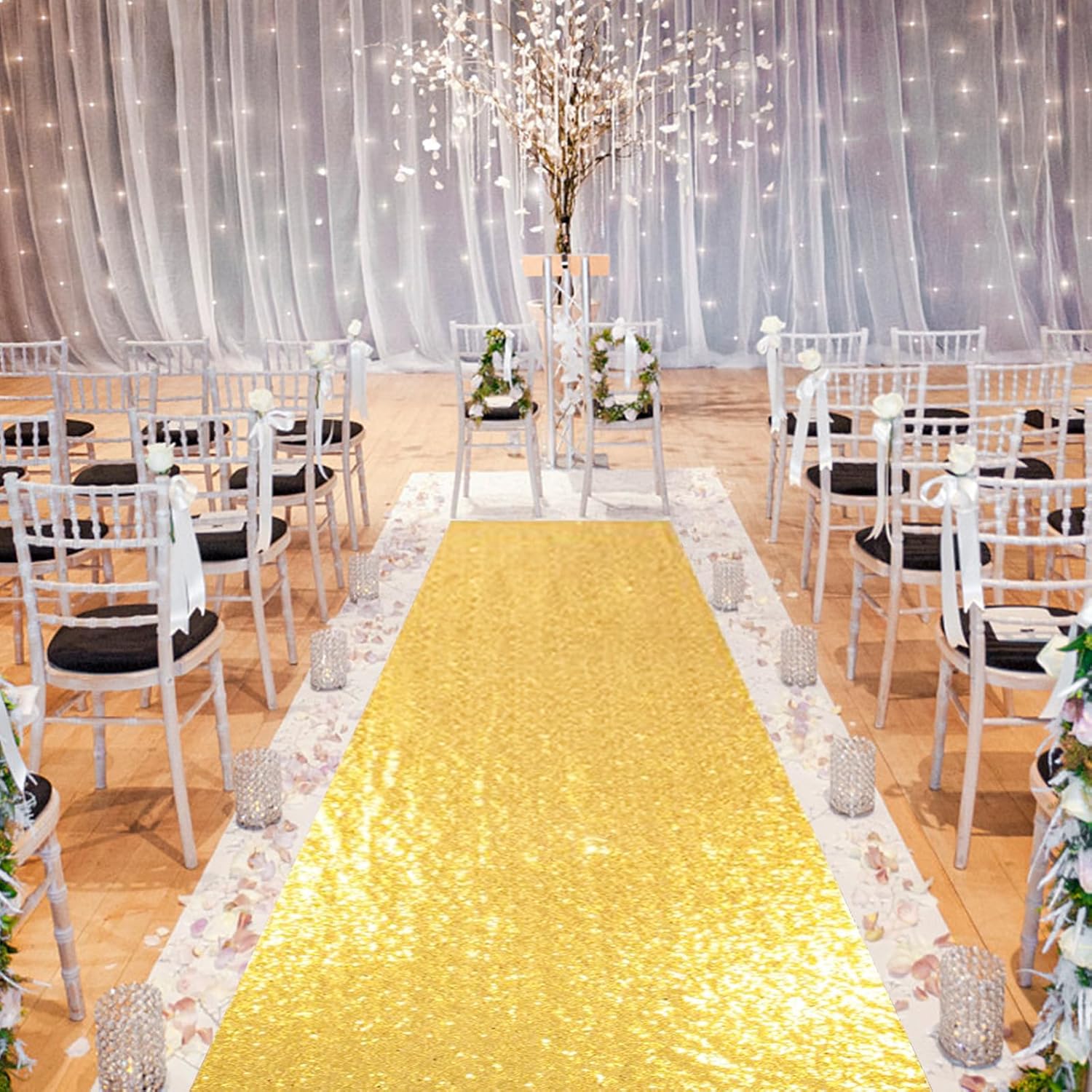 PartyDelight Gold Sequin Aisle Runner 2ft x 15ft