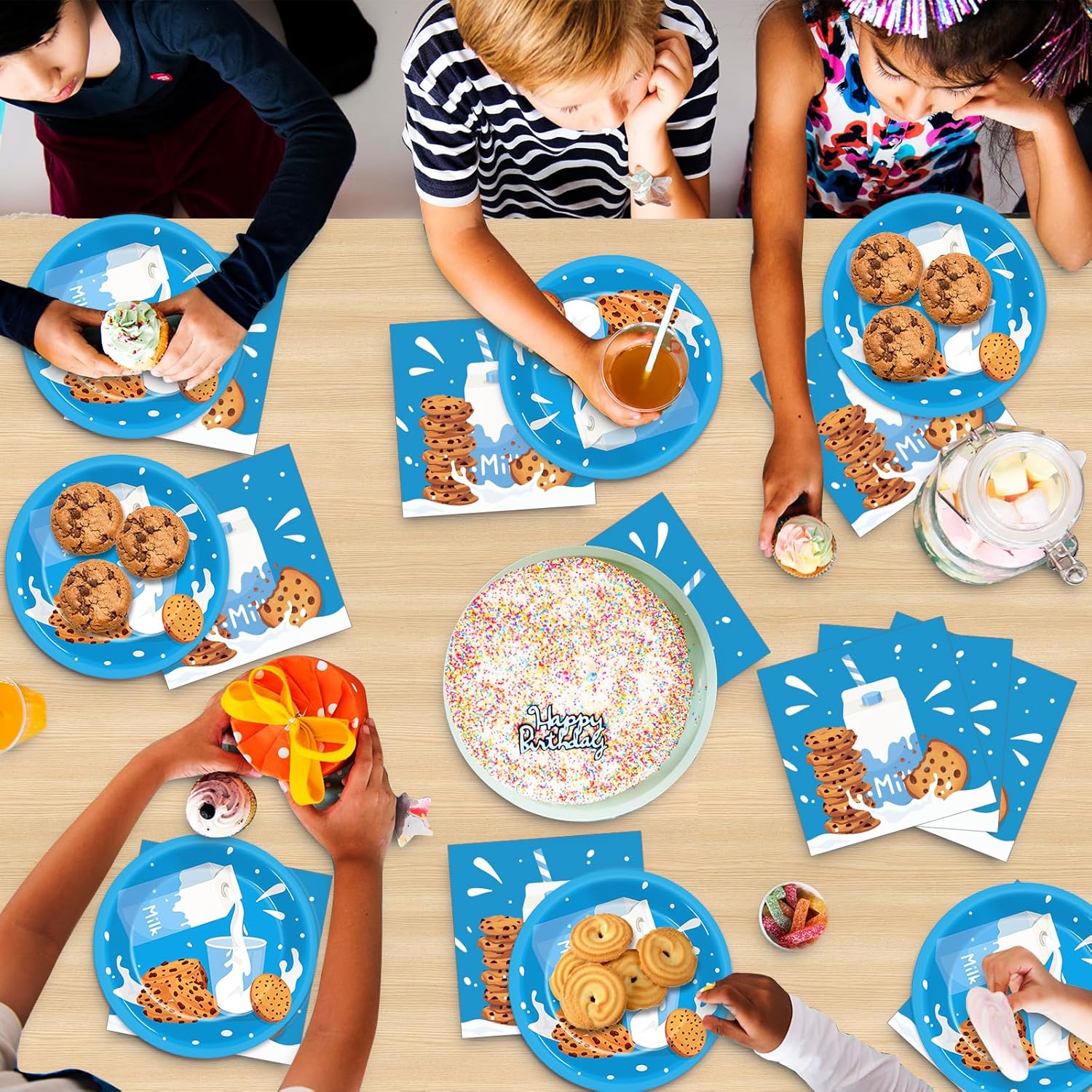 48pcs Milk and Cookies Birthday Decor Set