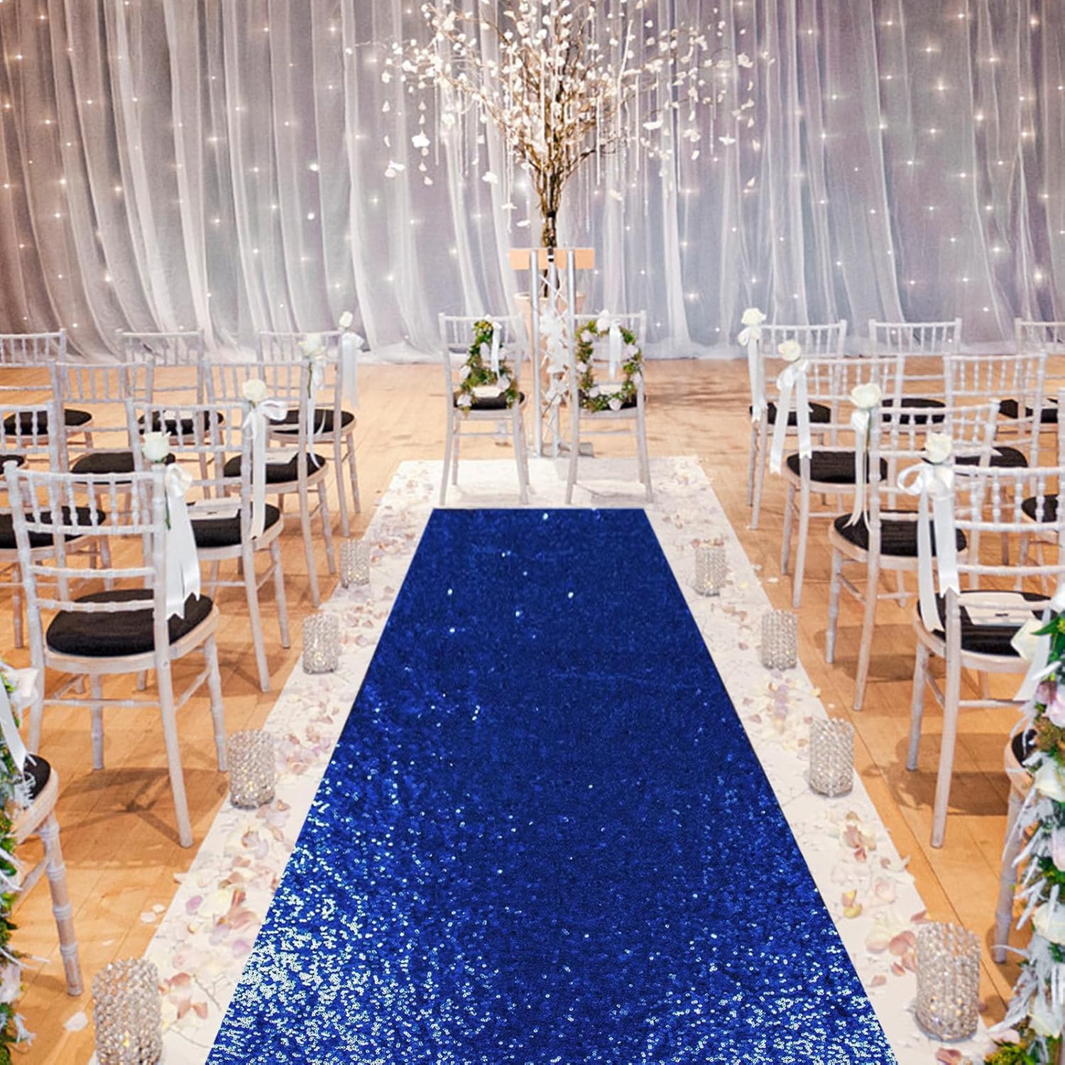 PartyDelight Sequin Aisle Runner Navy Blue 2ft x 15ft