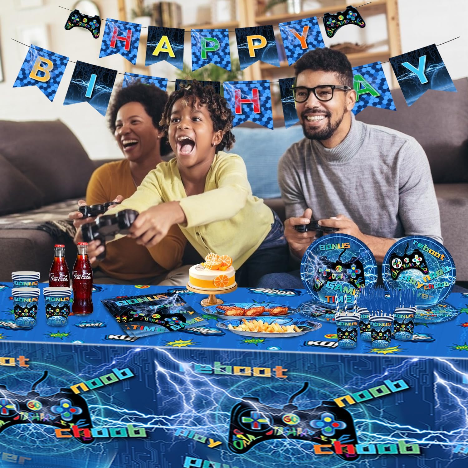 Video Game Birthday Decorations Set 134pcs Gamer Party Supplies