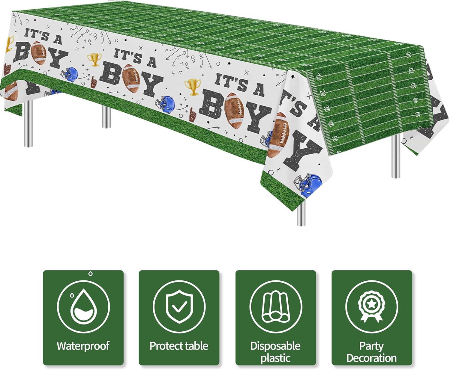 Football Baby Shower Tablecloth Set - 3Pack 86x55in