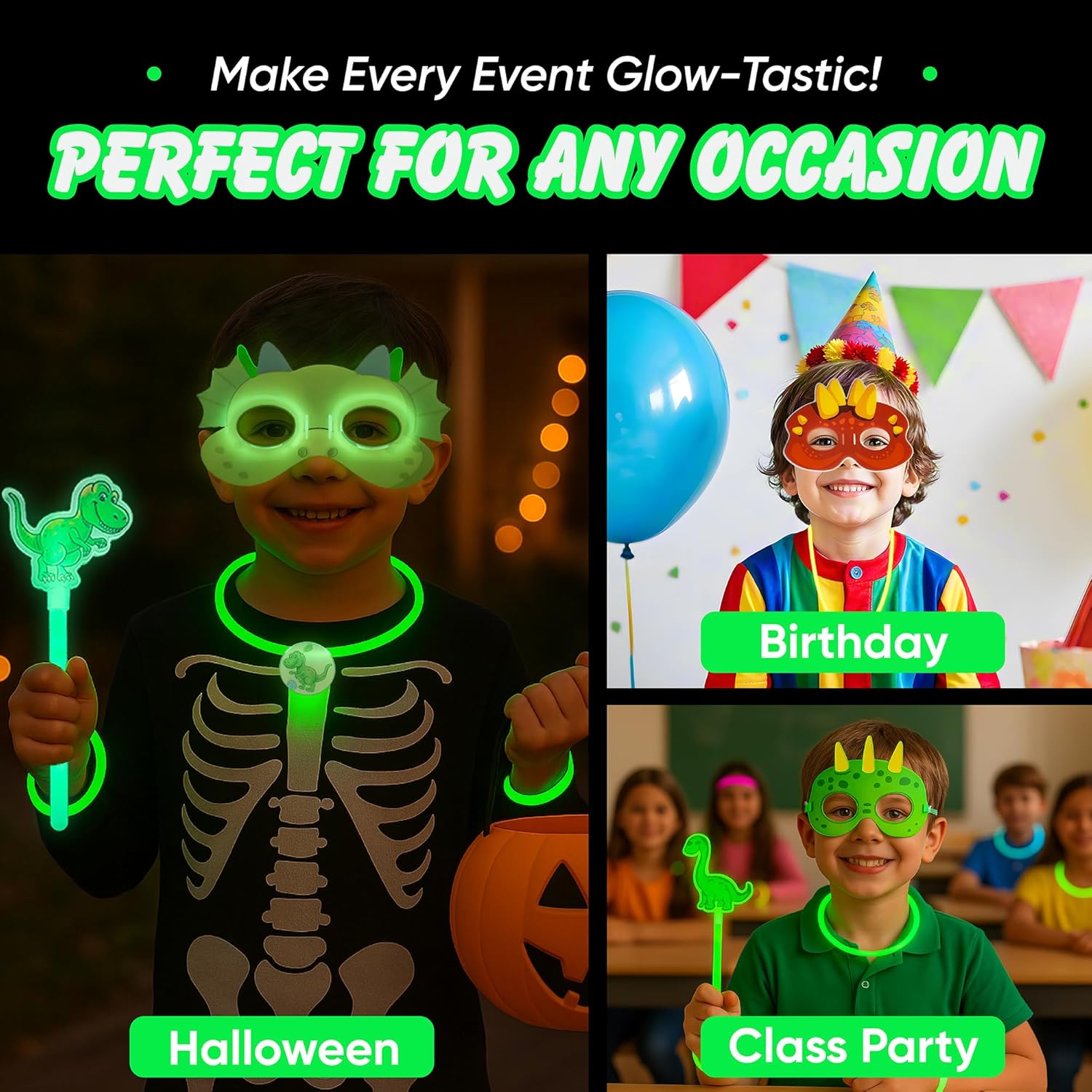 Dinosaur Glow Party Pack 176PCS Dino-Themed Party Favors