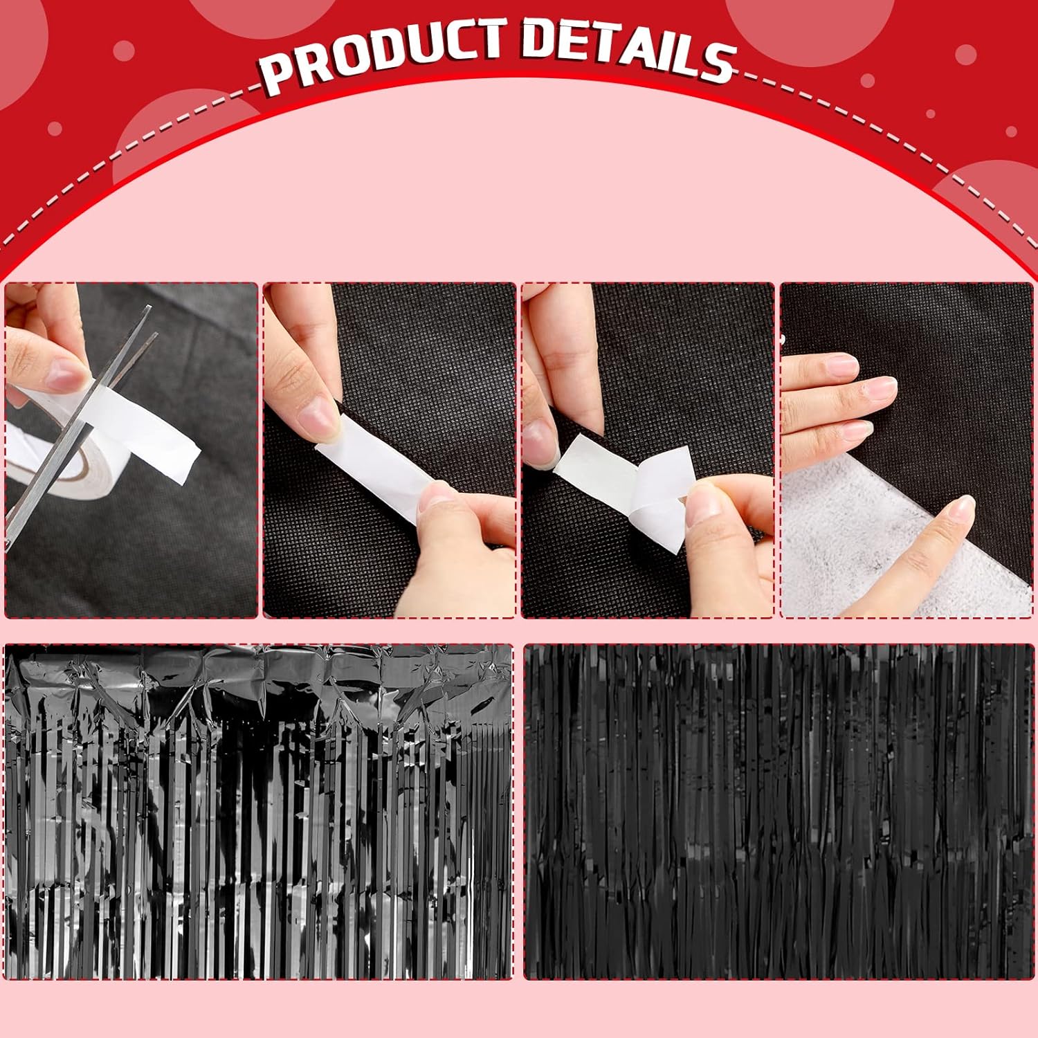 Tegeme Black Carpet Runner Aisle 26x30ft with Tape and Curtains