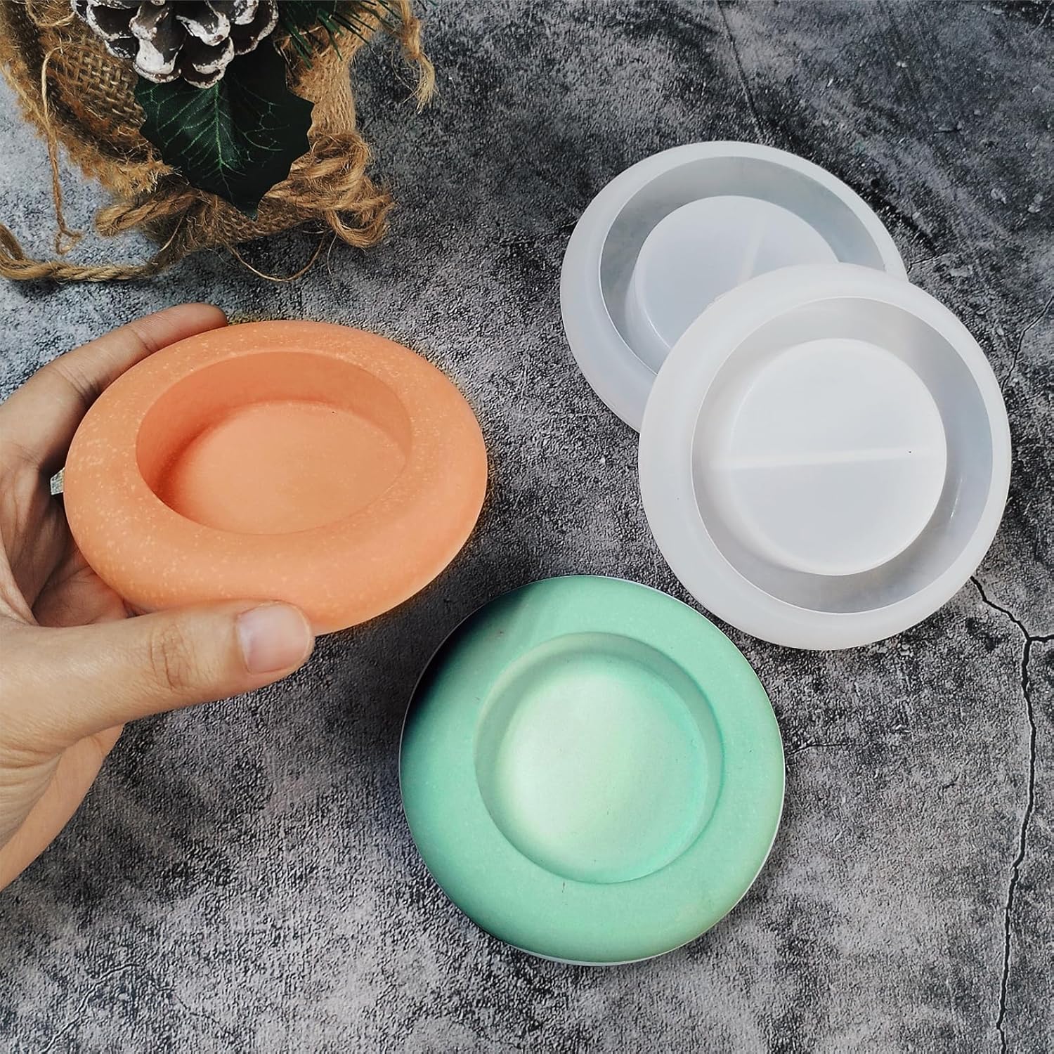 Wehous 2PCS Round Candle Holder Silicone Molds