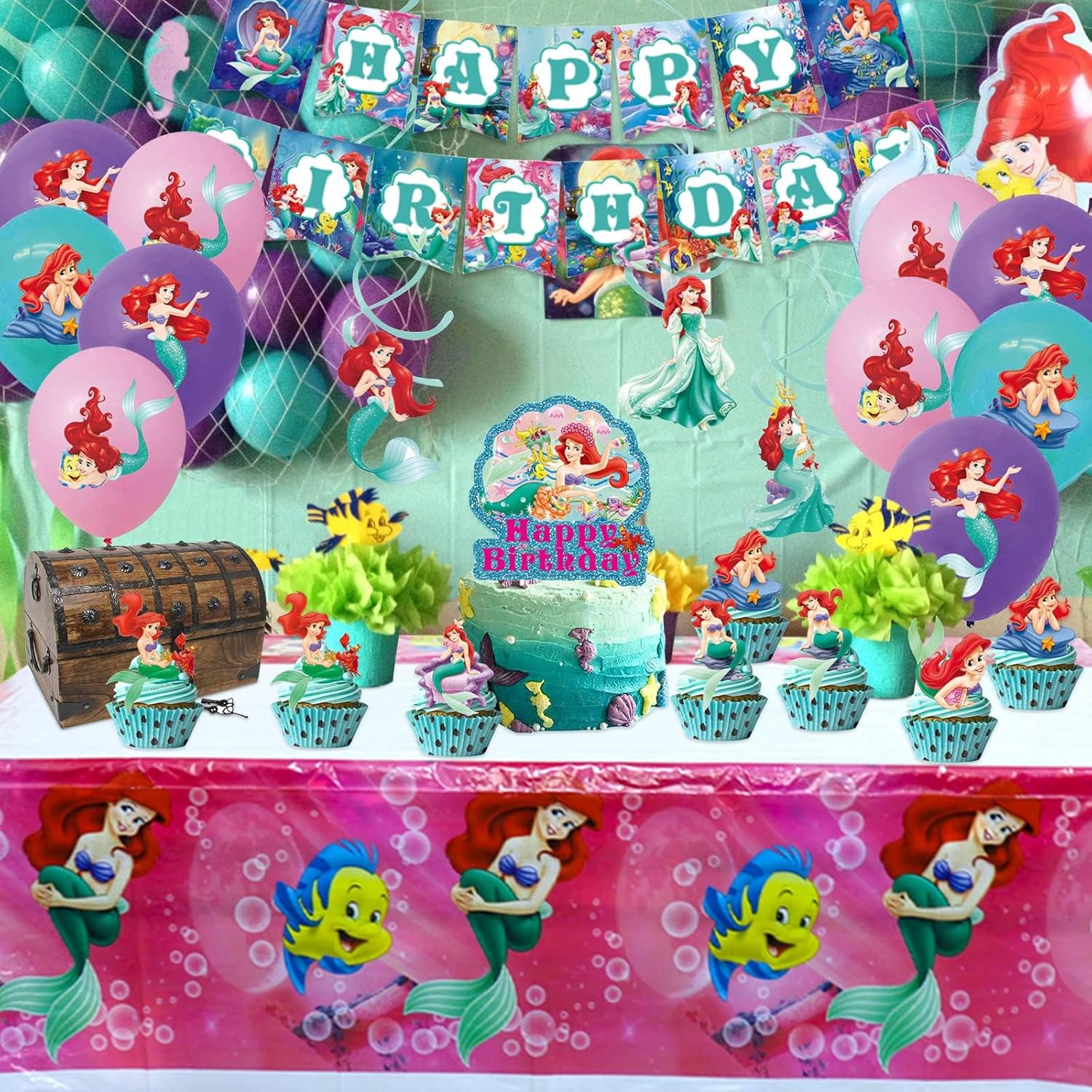 Ariel Birthday Party Decorations Set for Girls