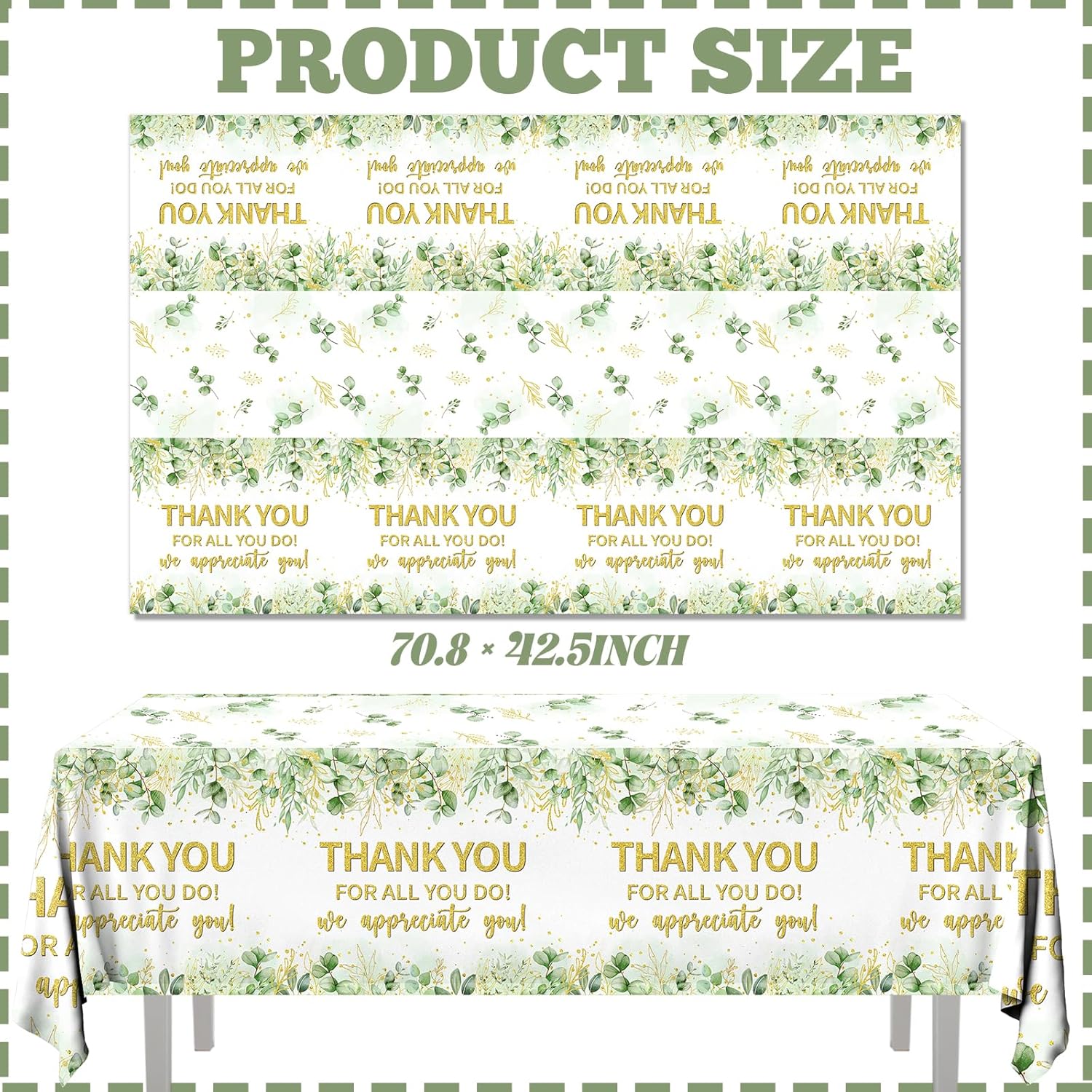 3 Pack Sage Green Thank You Tablecloths