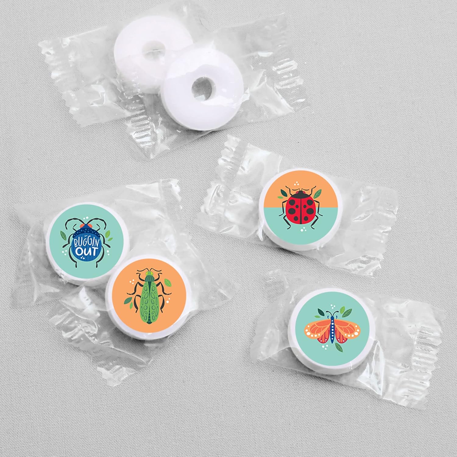 Big Dot of Happiness Buggin Out Round Candy Stickers - 1 Sheet of 108
