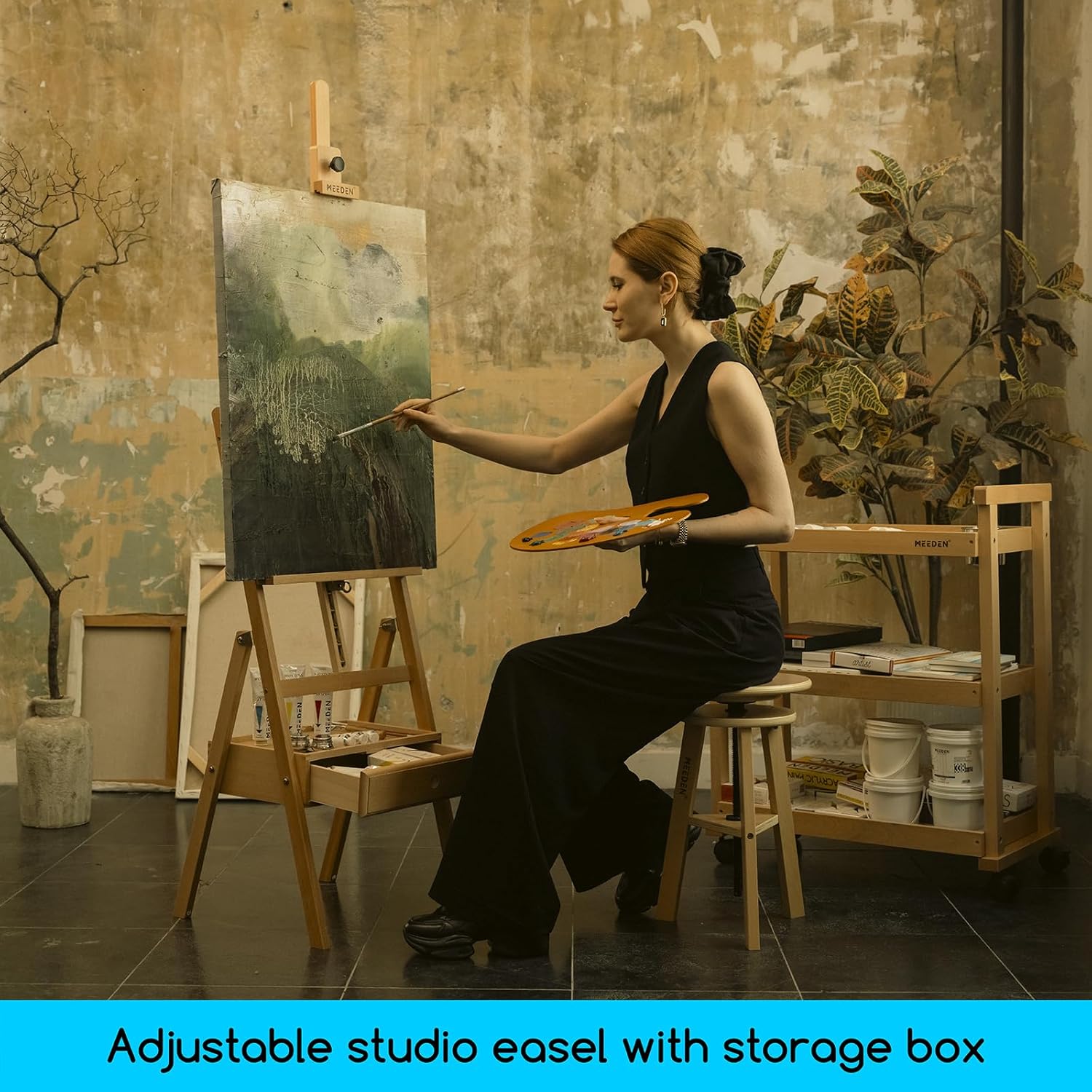 MEEDEN Adjustable Easel with Storage Drawer for Artists