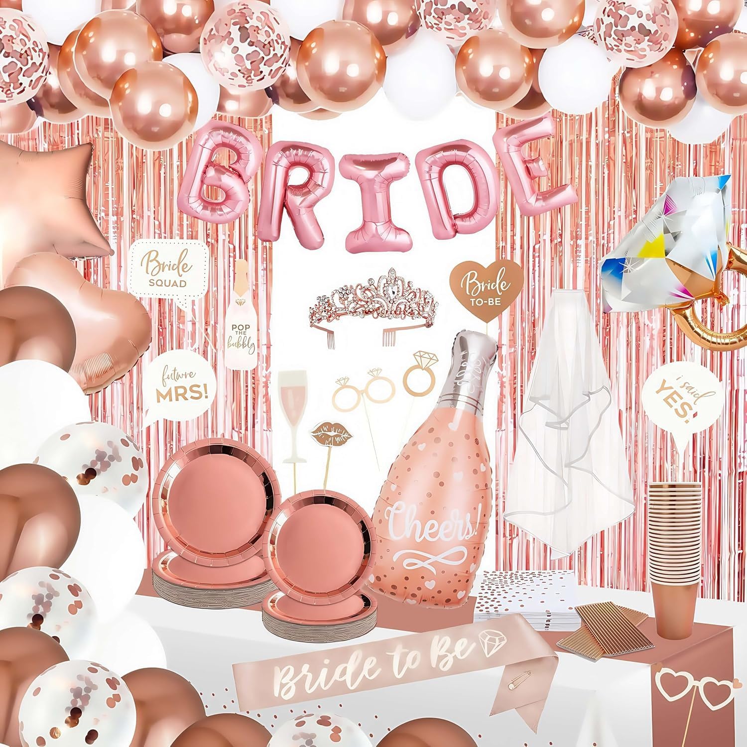 175Pcs Rose Gold Bridal Shower Decorations Kit