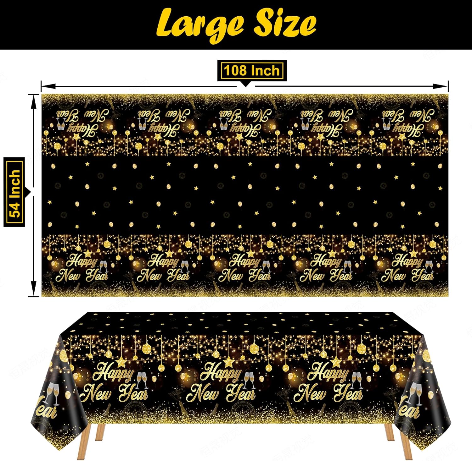 MiniRed Happy New Year Plastic Table Cover 108x54