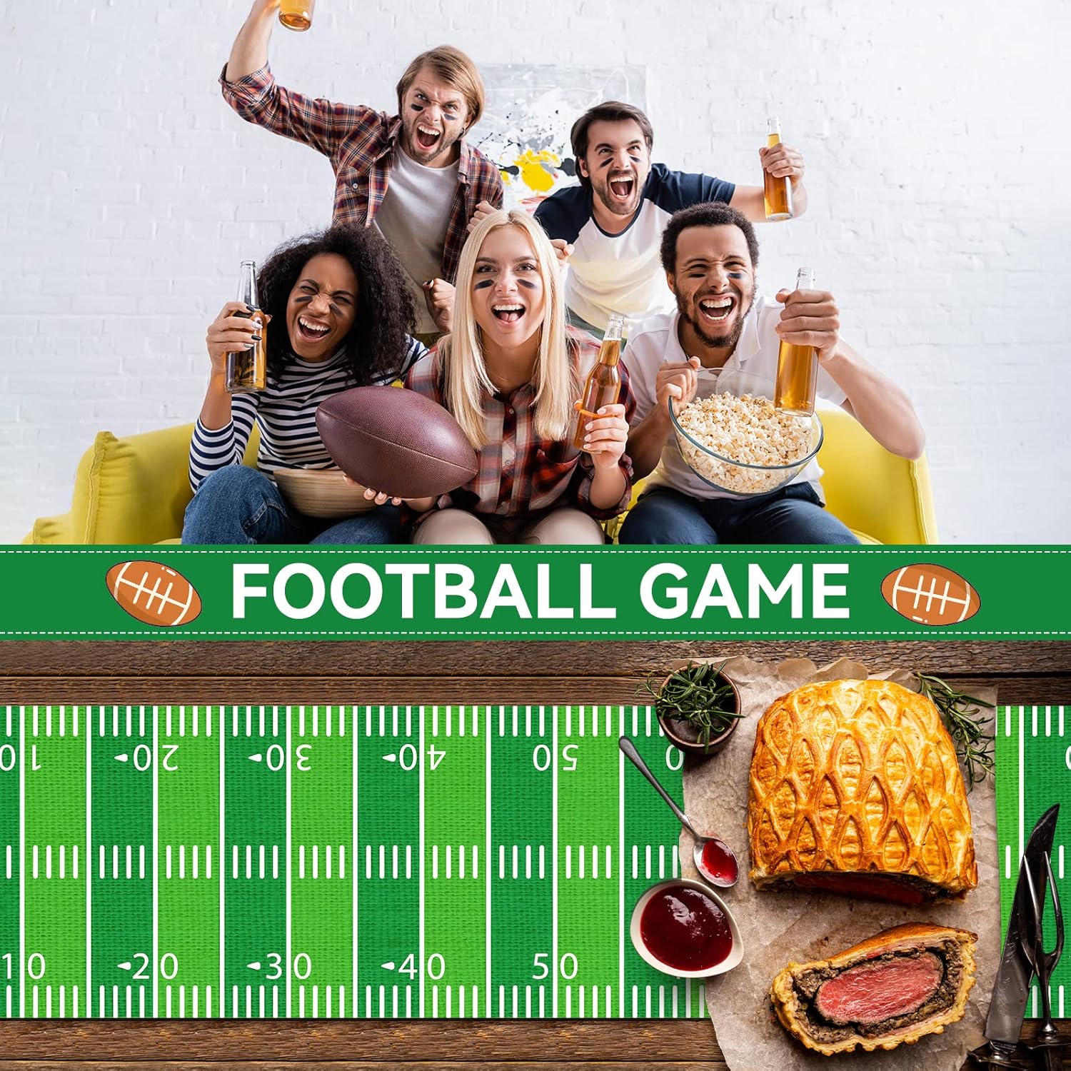 2PCS Football Table Runner Decor For Party And Dining