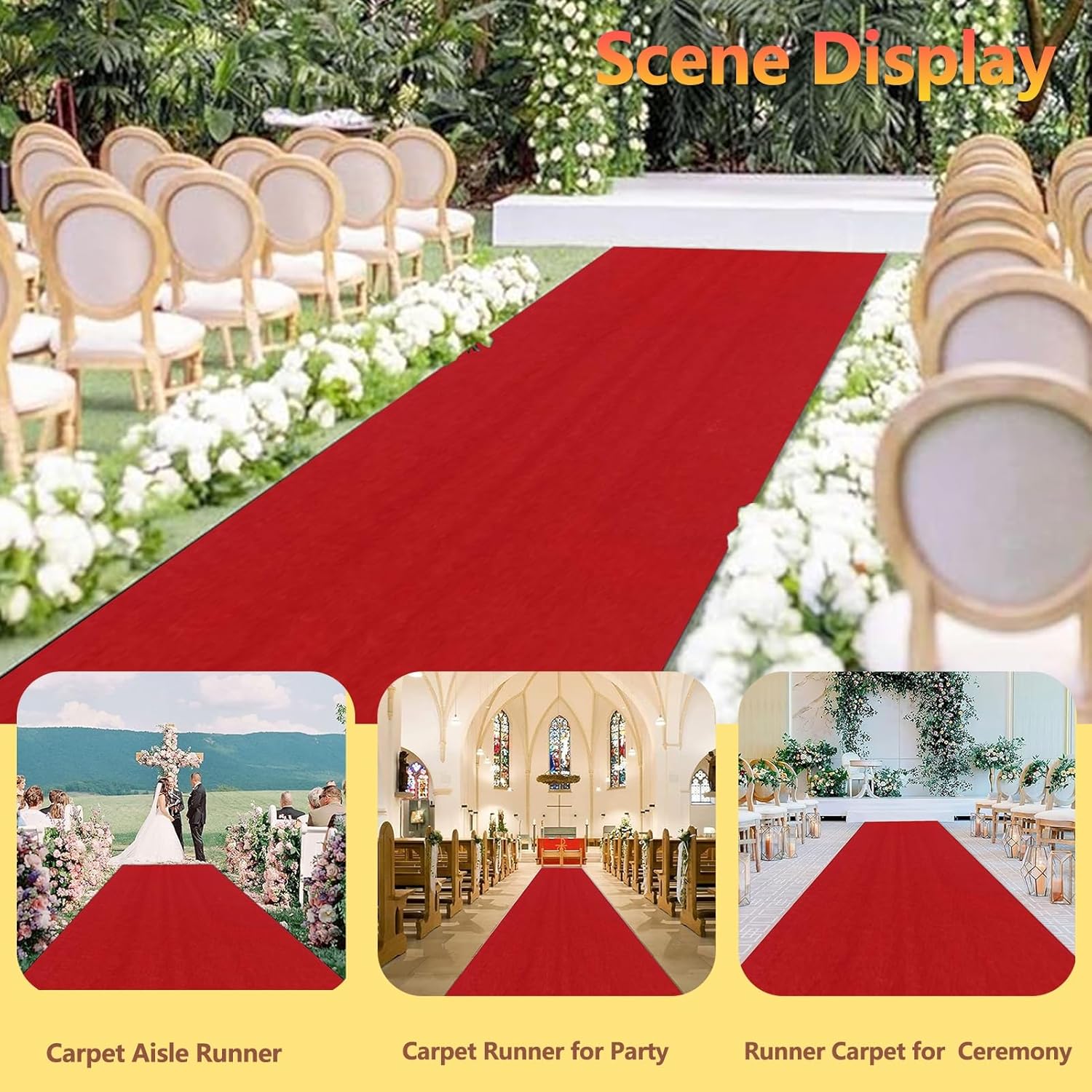 2mm Red Aisle Runner Carpet for Weddings and Events