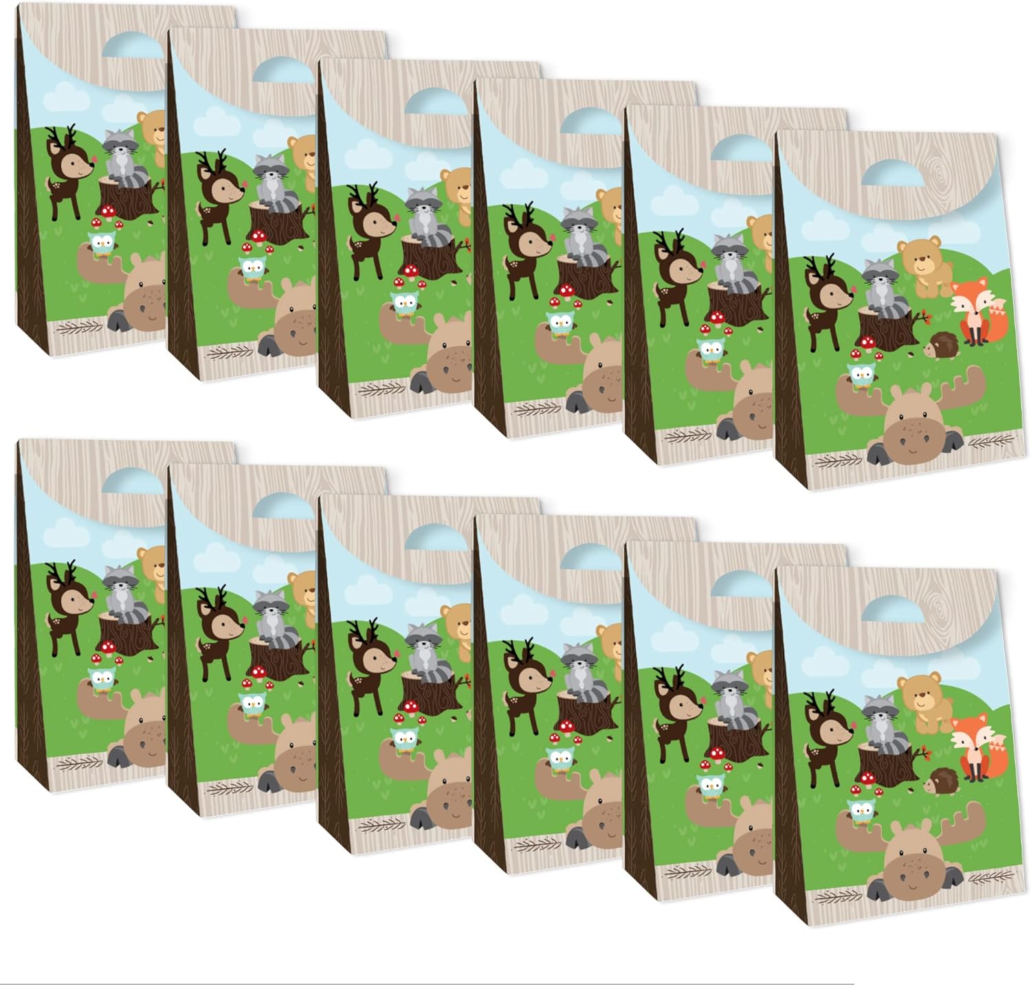 Big Dot of Happiness Woodland Creatures Party Favor Bags Set of 12