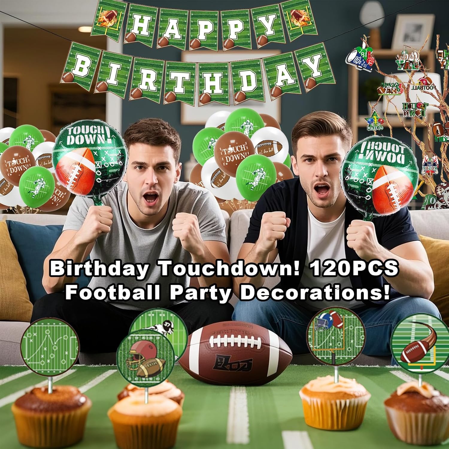 120-Piece Football Birthday Party Decorations Set