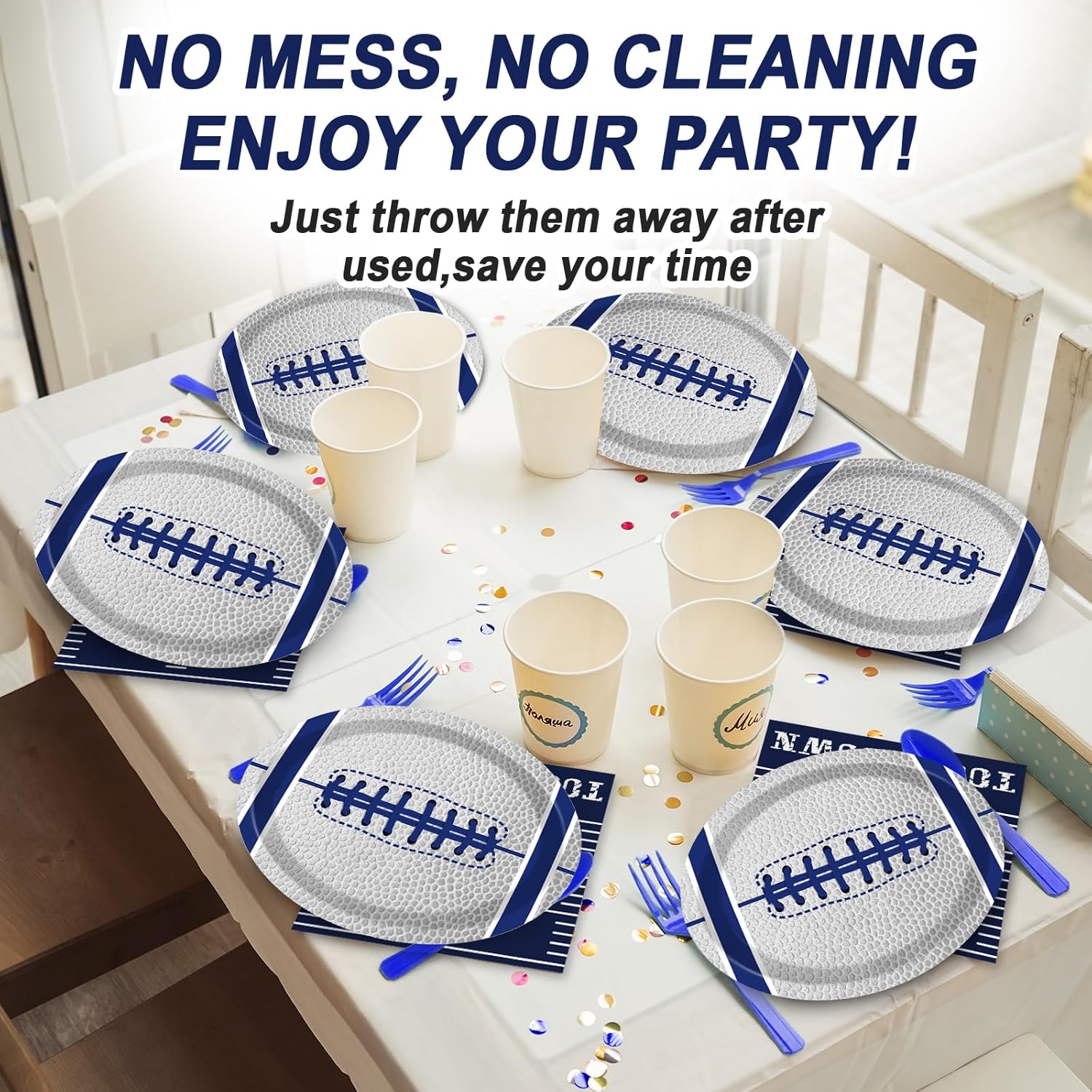 Football Oval Paper Plates 11inch for 25 Guests