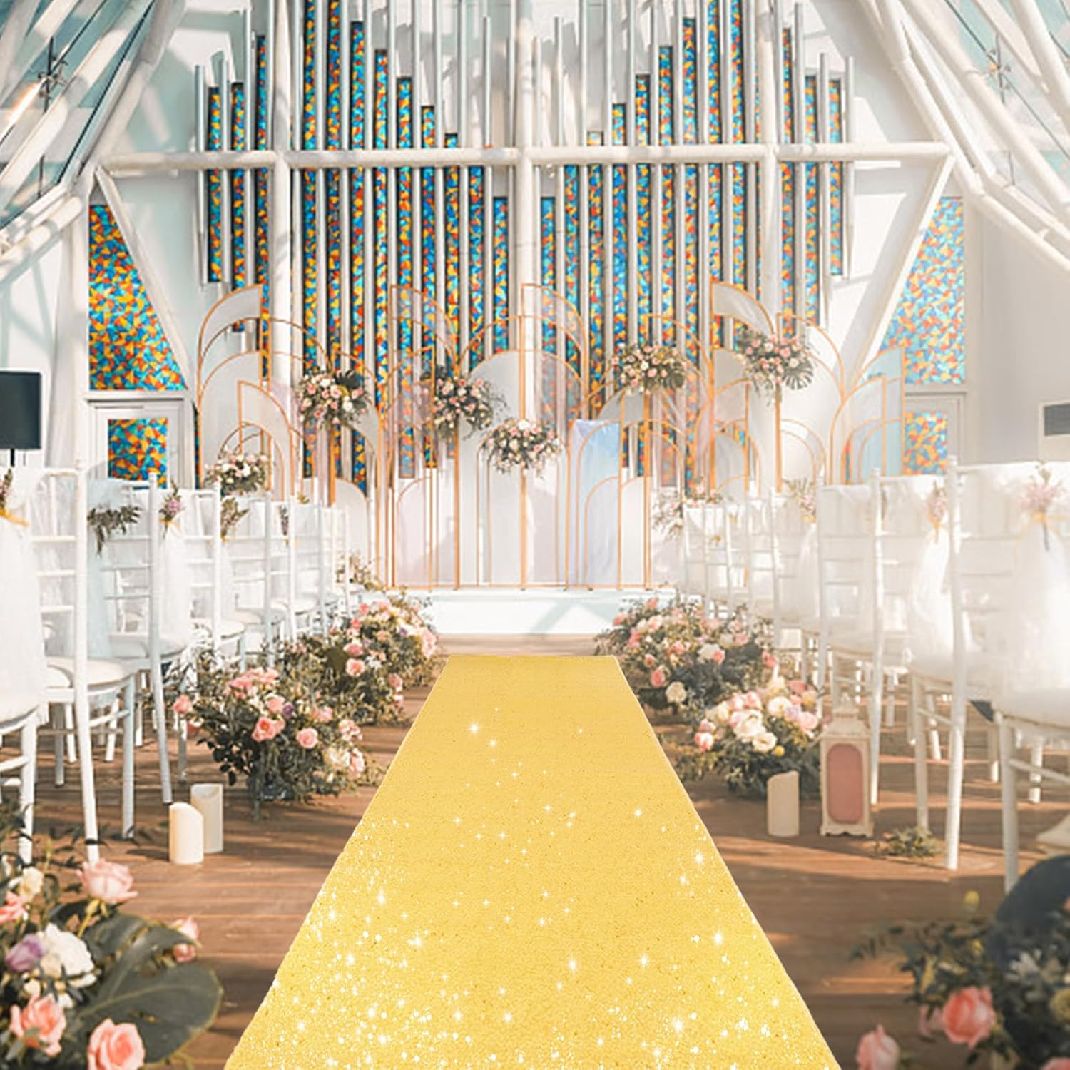 PartyDelight Gold Sequin Aisle Runner 2ft x 15ft