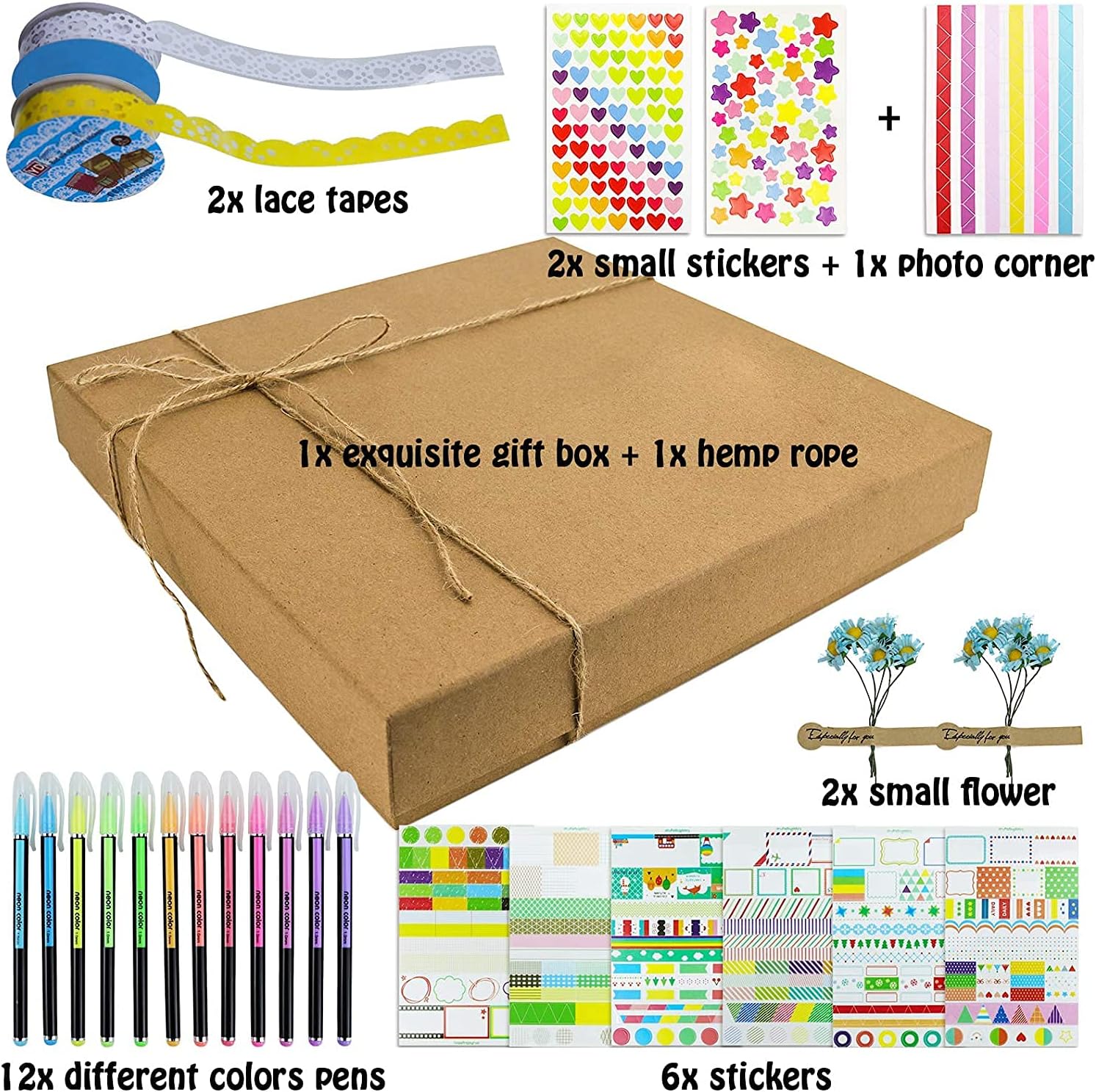 Vienrose DIY Scrapbook Photo Album Kit with 60 Pages and 3 Rings