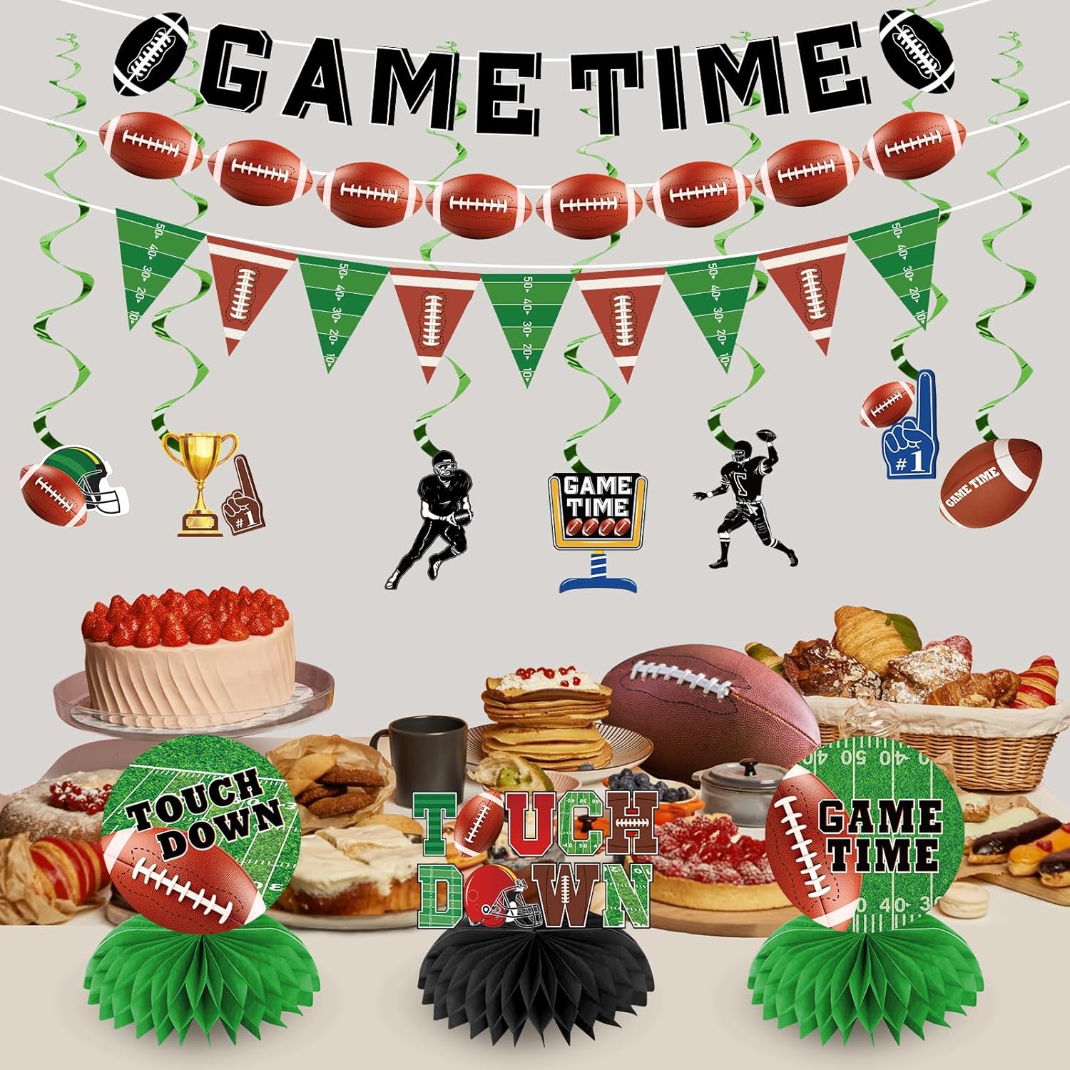 Football Party Decorations Kit for Birthday and Tailgate Parties