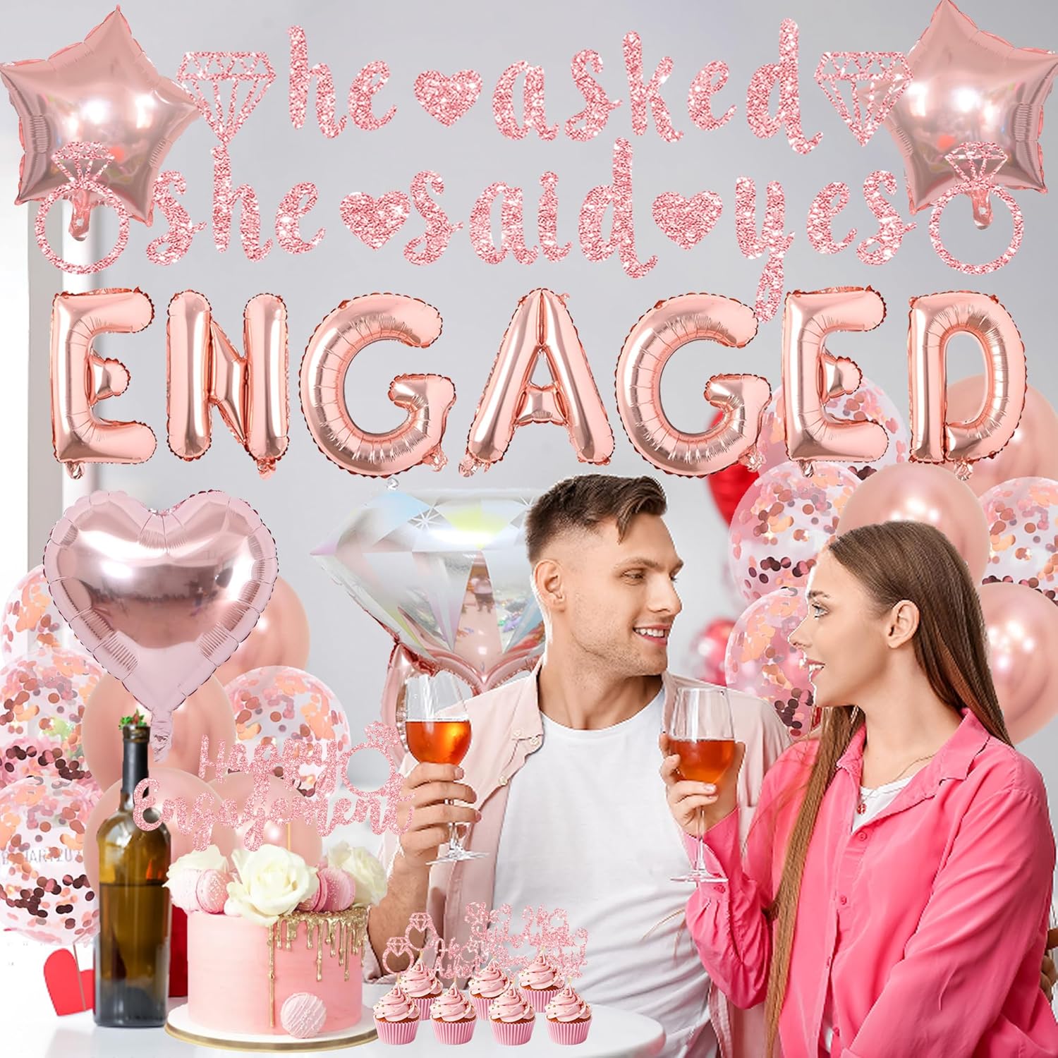 Engagement Party Decorations Rose Gold Set