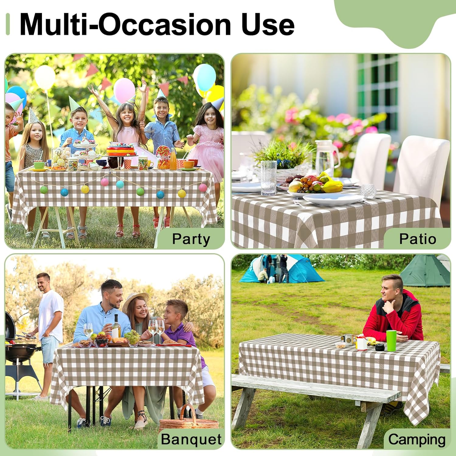 Misaya 20 Pack Buffalo Tablecloths 54x108 Inch Waterproof