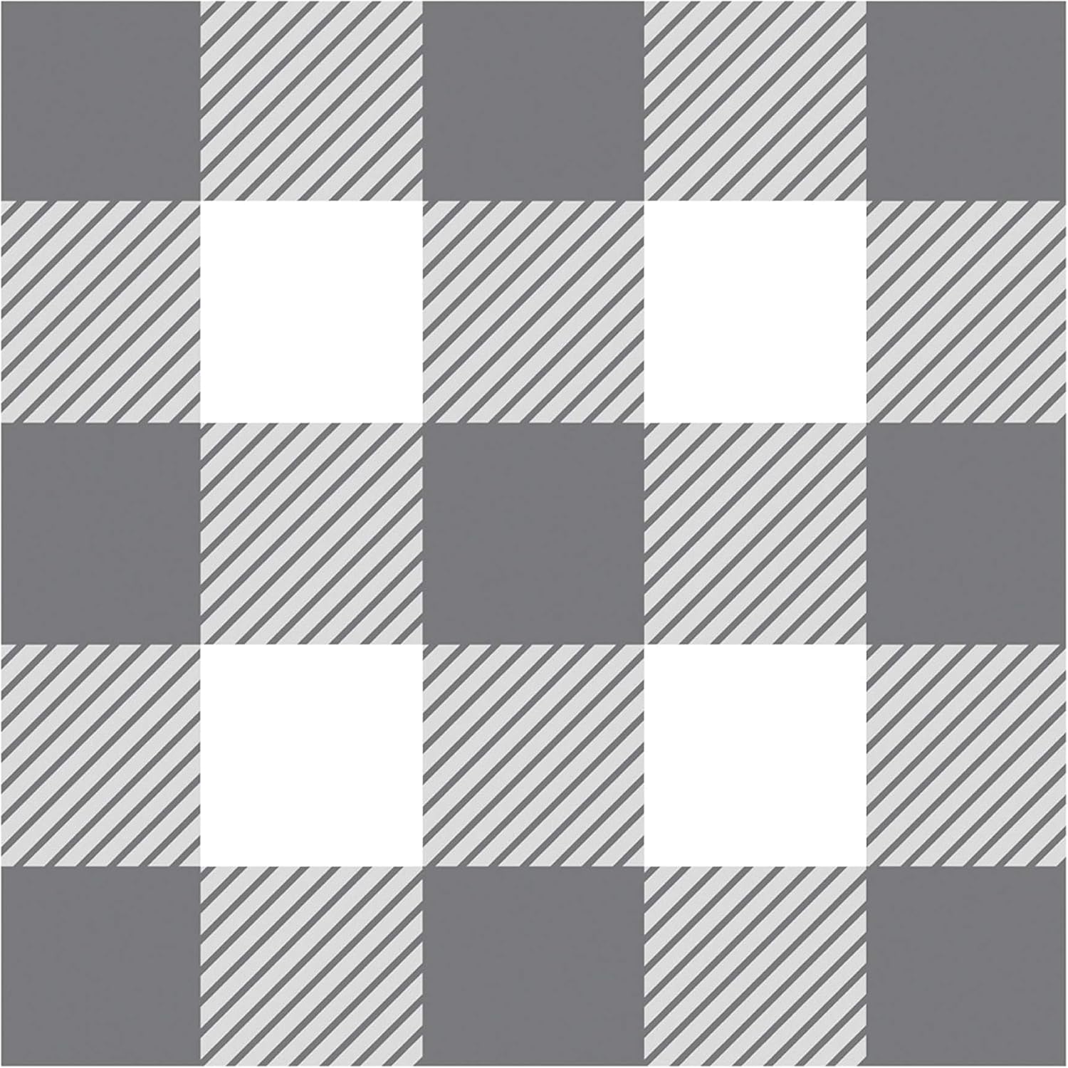 Gray and White Buffalo Check Plastic Tablecloth 29x72