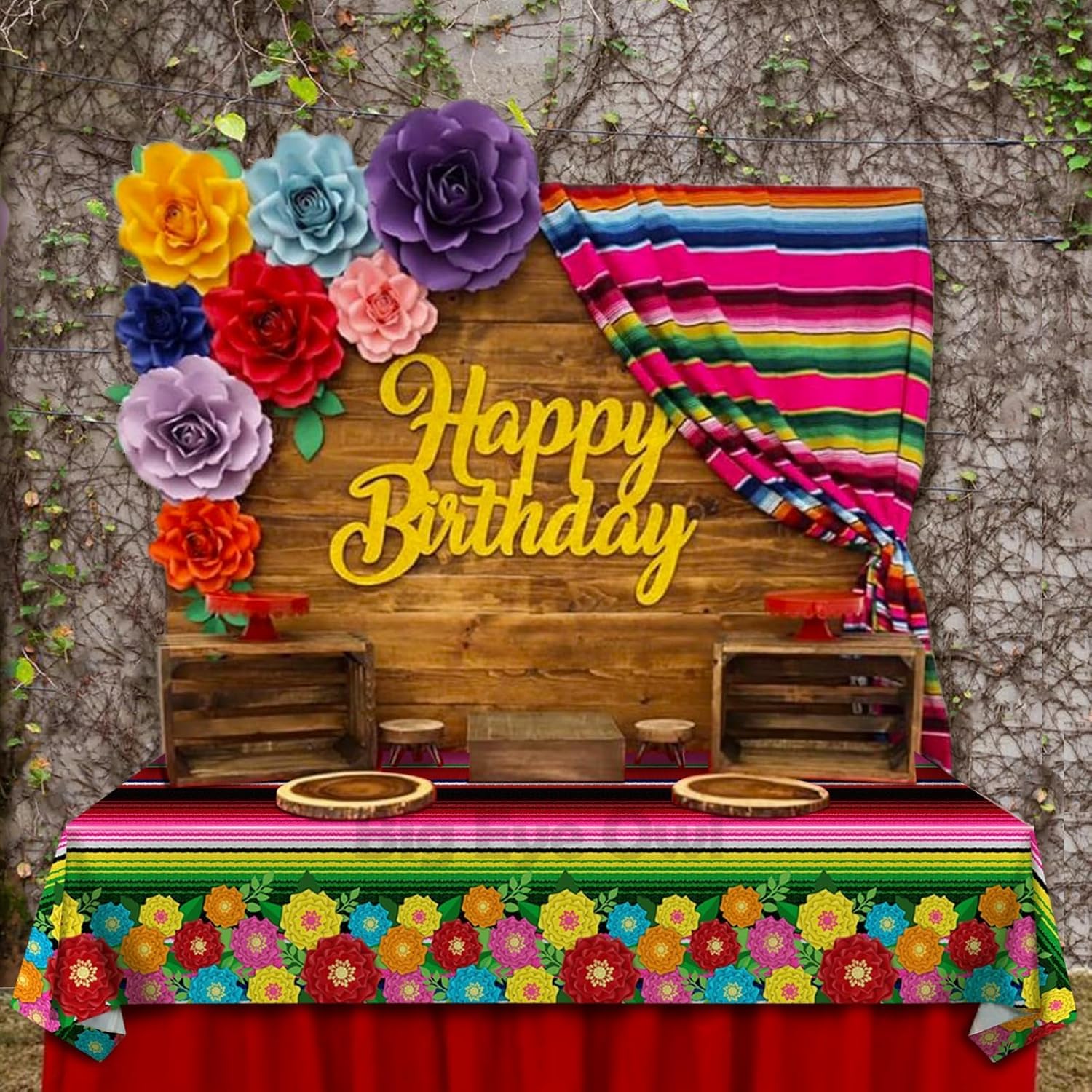 Mexican Fiesta Plastic Tablecloth 54x108 Inch